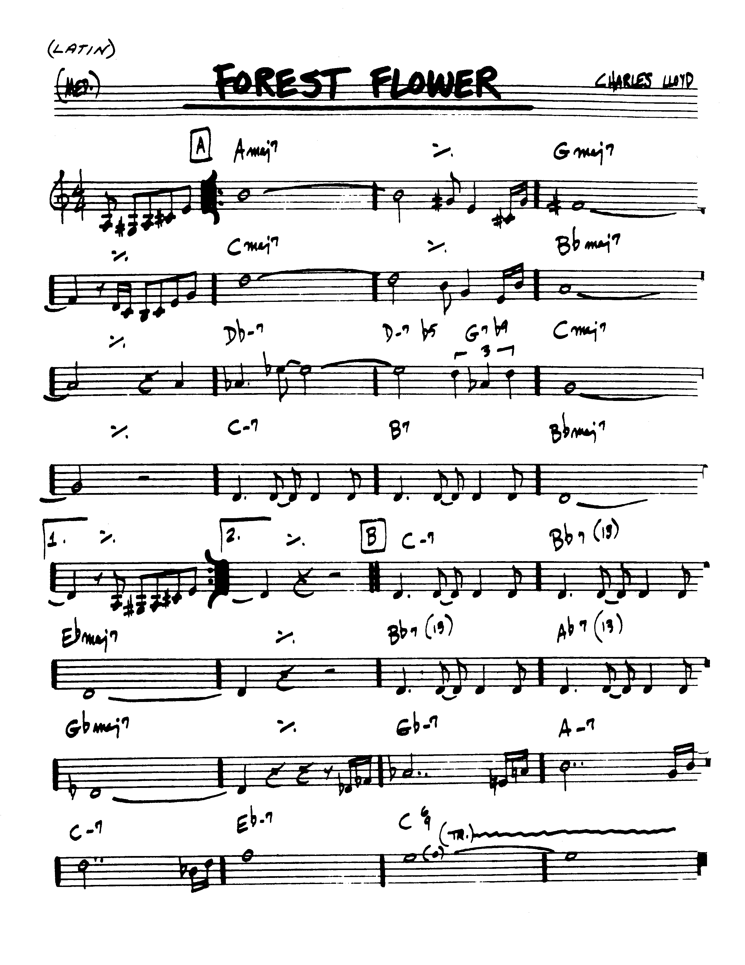 Ноты джазового стандарта: Forest flower (Charles Lloyd)