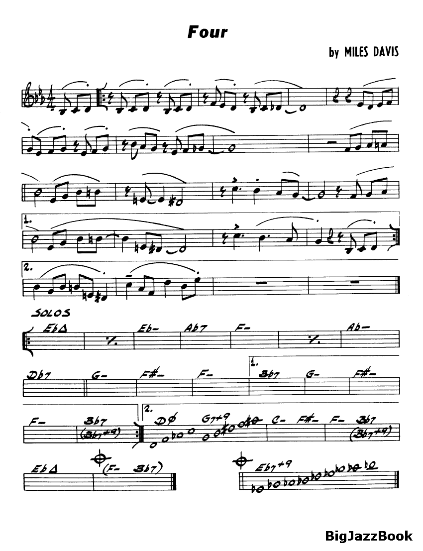 Ноты джазового стандарта: Four (Miles Davis)