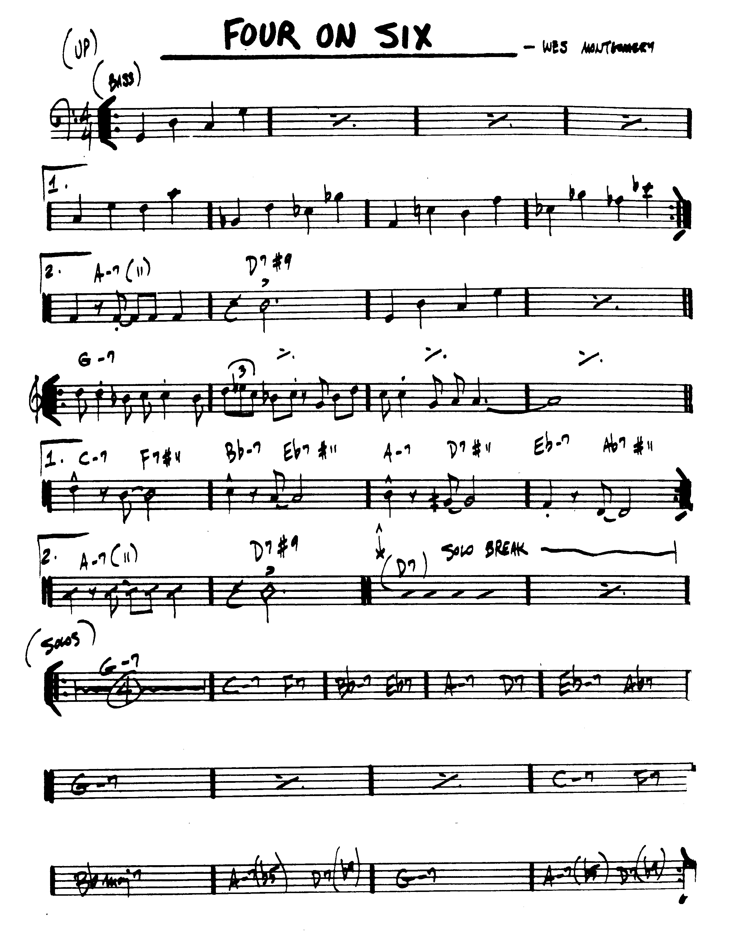 Ноты джазового стандарта: Four on six (John L.