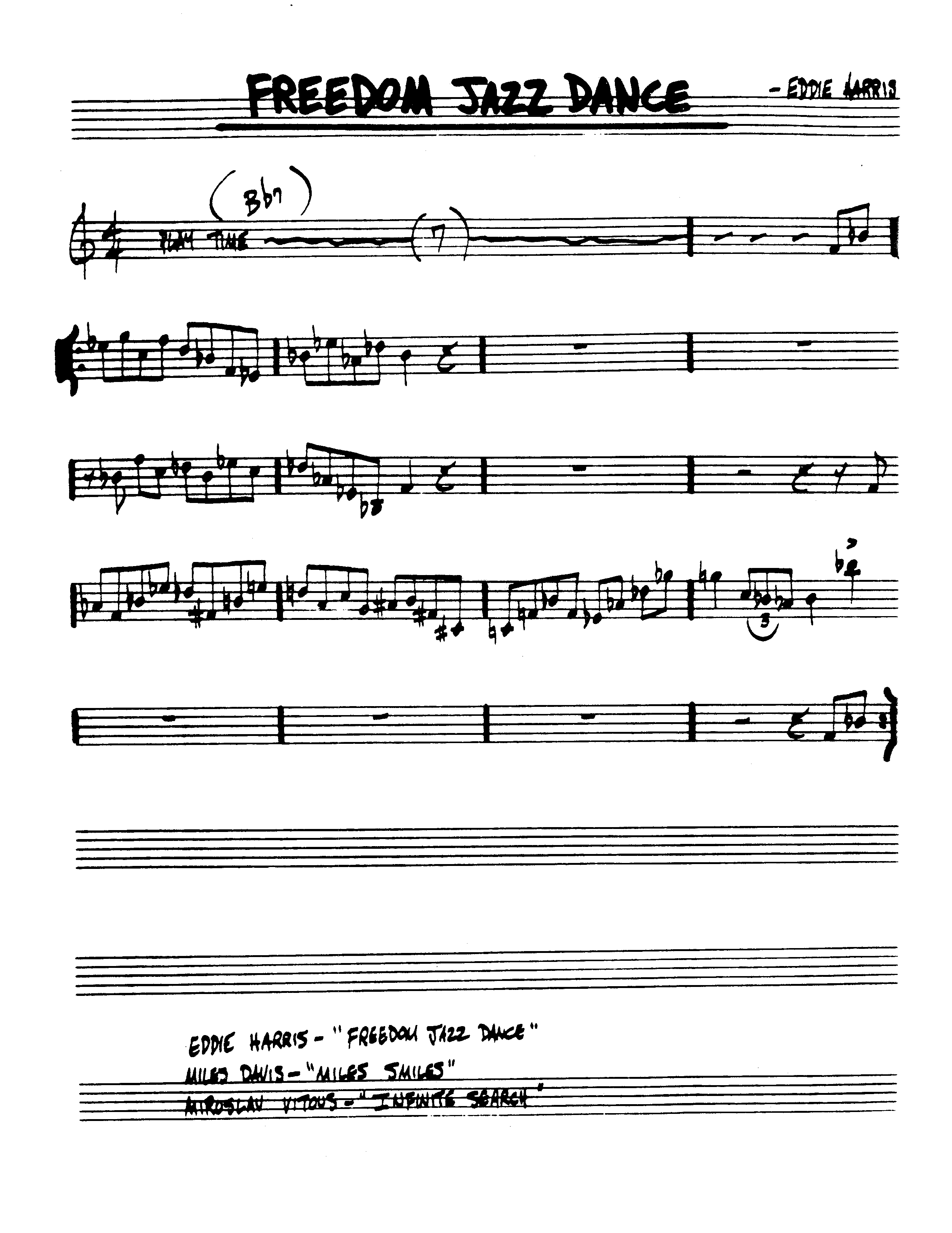Ноты джазового стандарта: Freedom jazz dance (Eddie Harris)