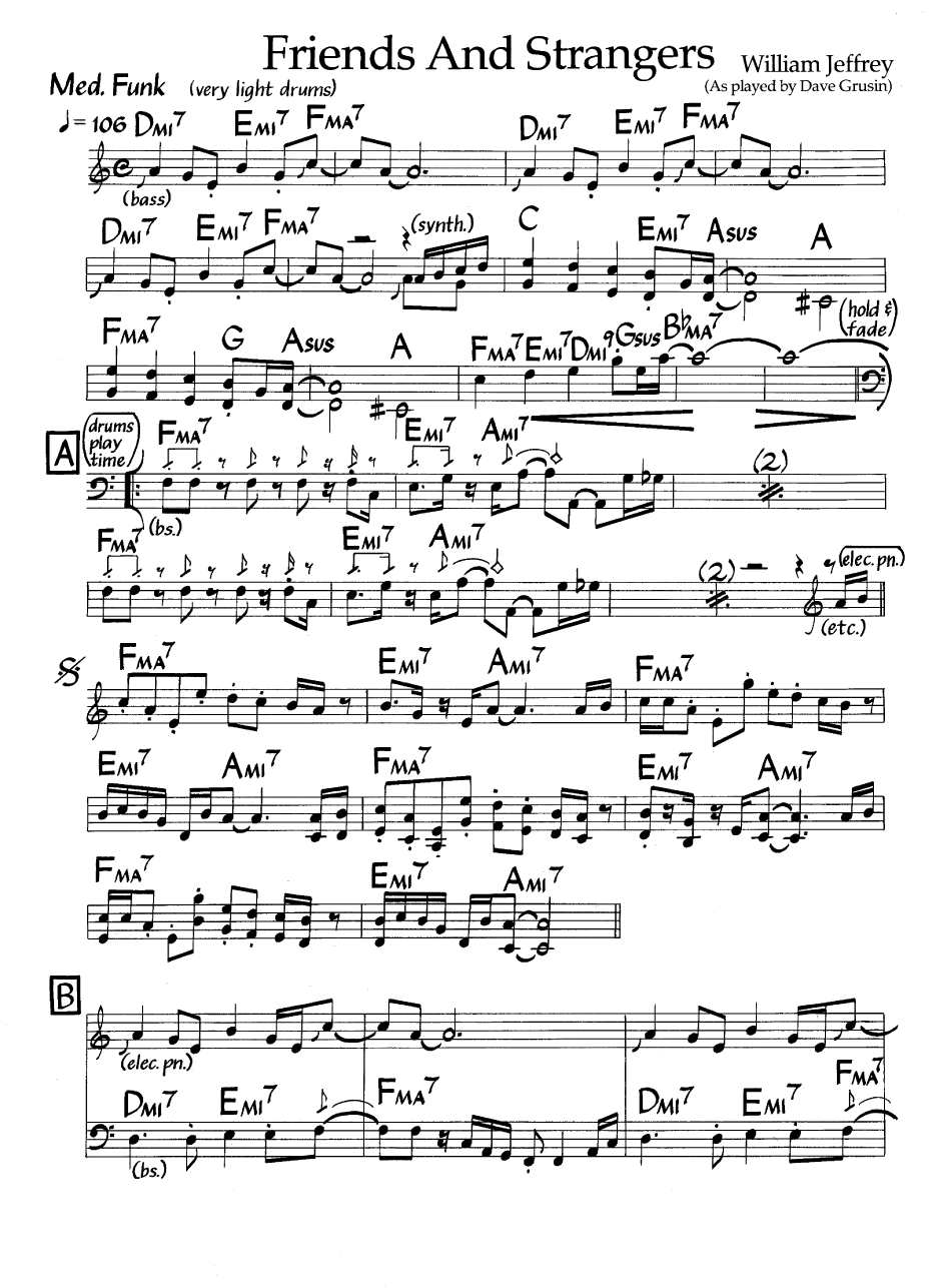 Ноты джазового стандарта: Friends and strangers (William Jeffrey)