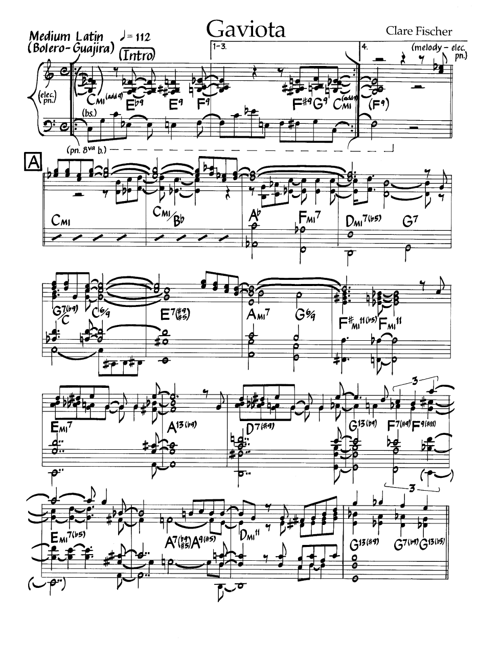 Ноты джазового стандарта: Gaviota (Clare Fischer)