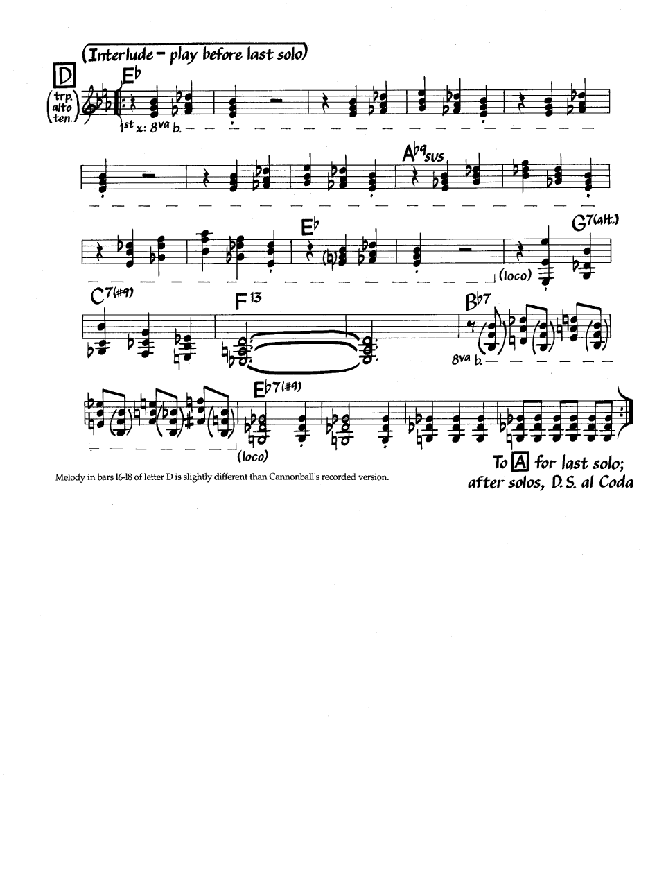 Ноты джазового стандарта: Gemini (Jimmy Heath)