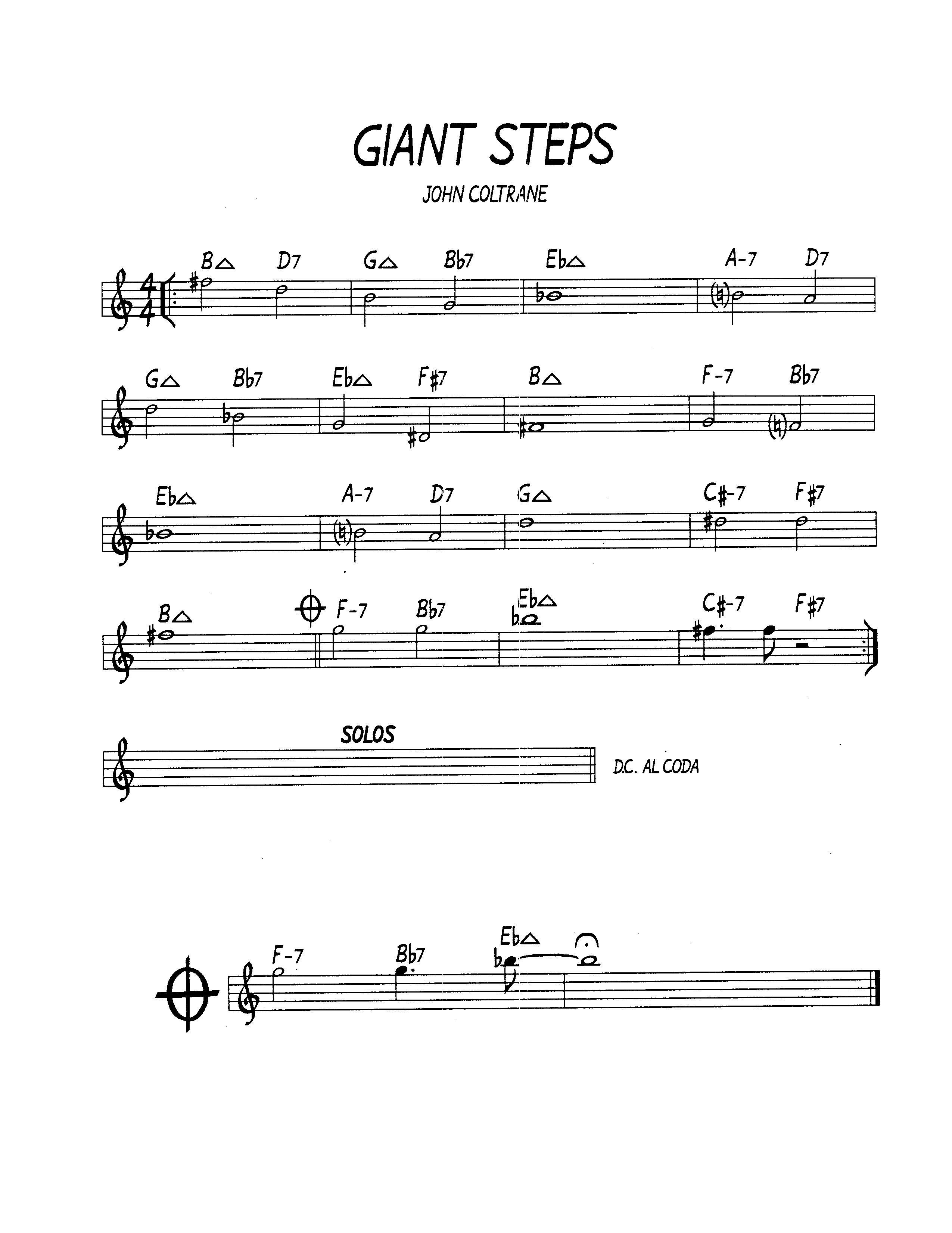 Ноты джазового стандарта: Giant Steps (John Coltrane)