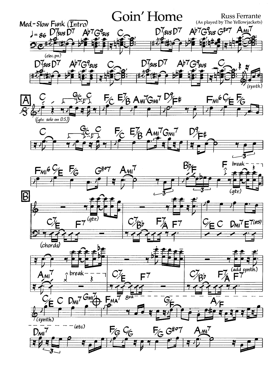 Ноты джазового стандарта: Goin' home (Russ Ferrante)