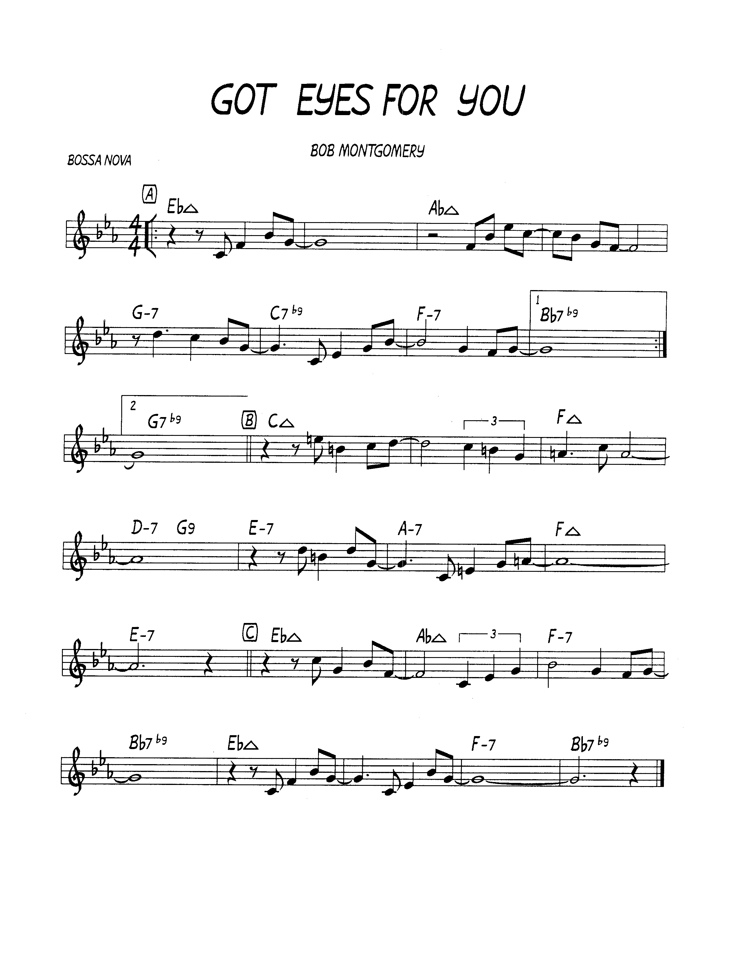 Ноты джазового стандарта: Got eyes for you (Bob Montgomery)