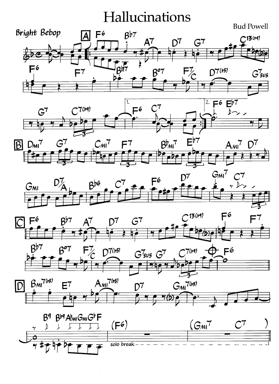 Ноты джазового стандарта: Hallucinations (Bud Powell)