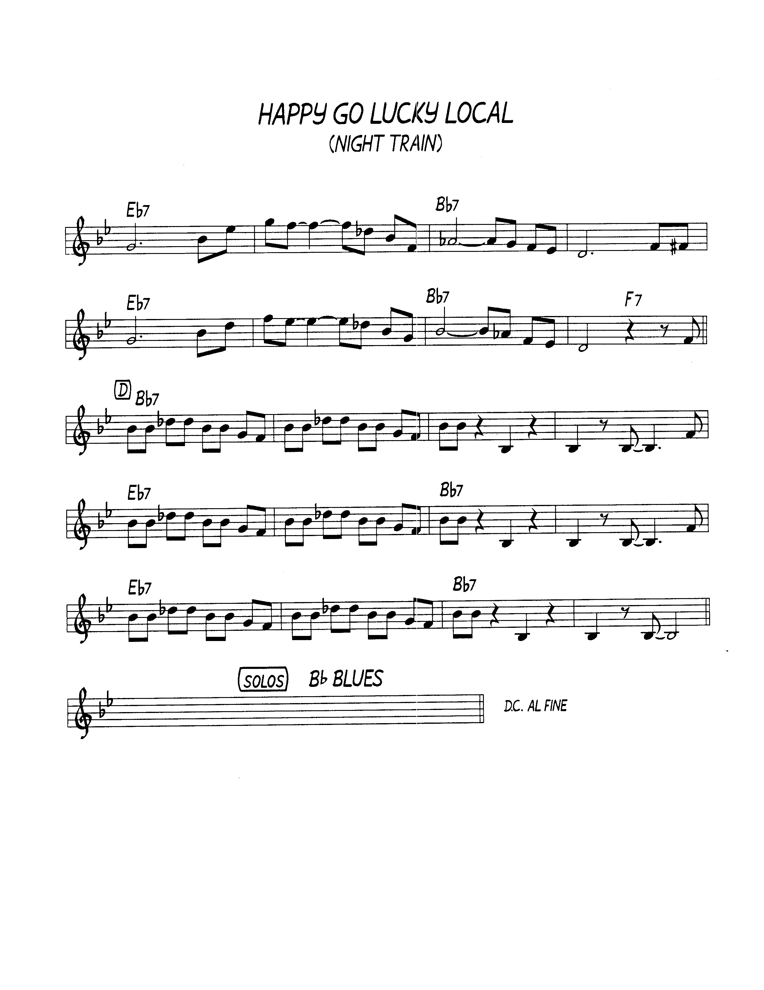 Ноты джазового стандарта: Happy go lucky local / Night trane (Duke Ellington)