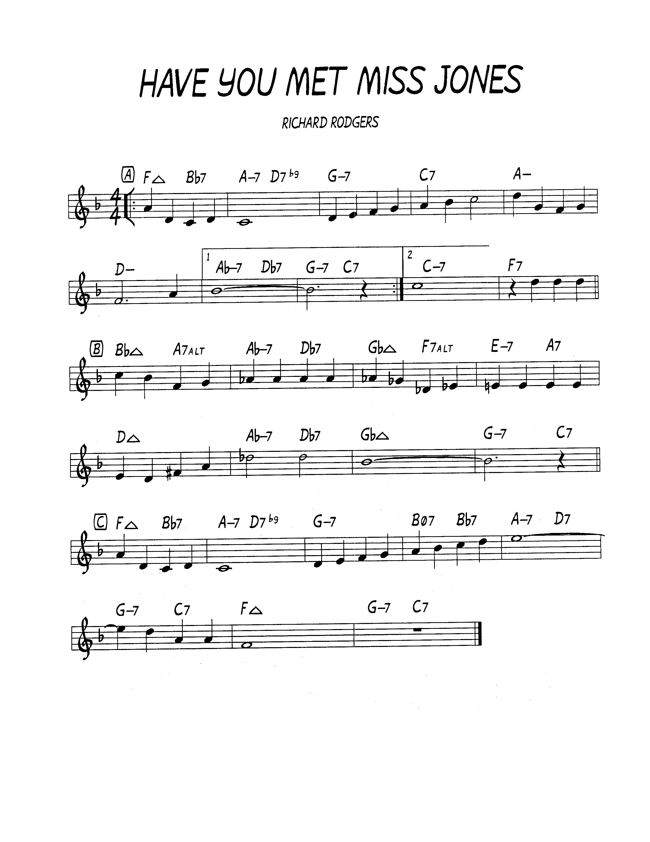 Ноты джазового стандарта: Have you met miss jones (Richard Rodgers)