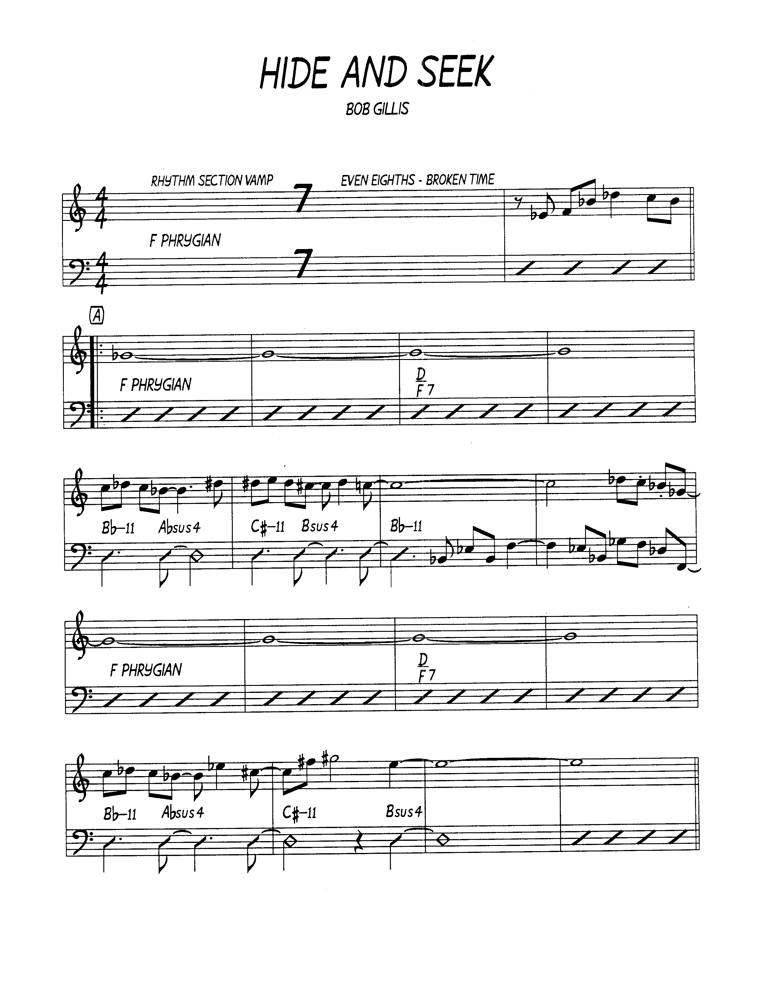 Ноты джазового стандарта: Hide and seek (Bob Gillis)