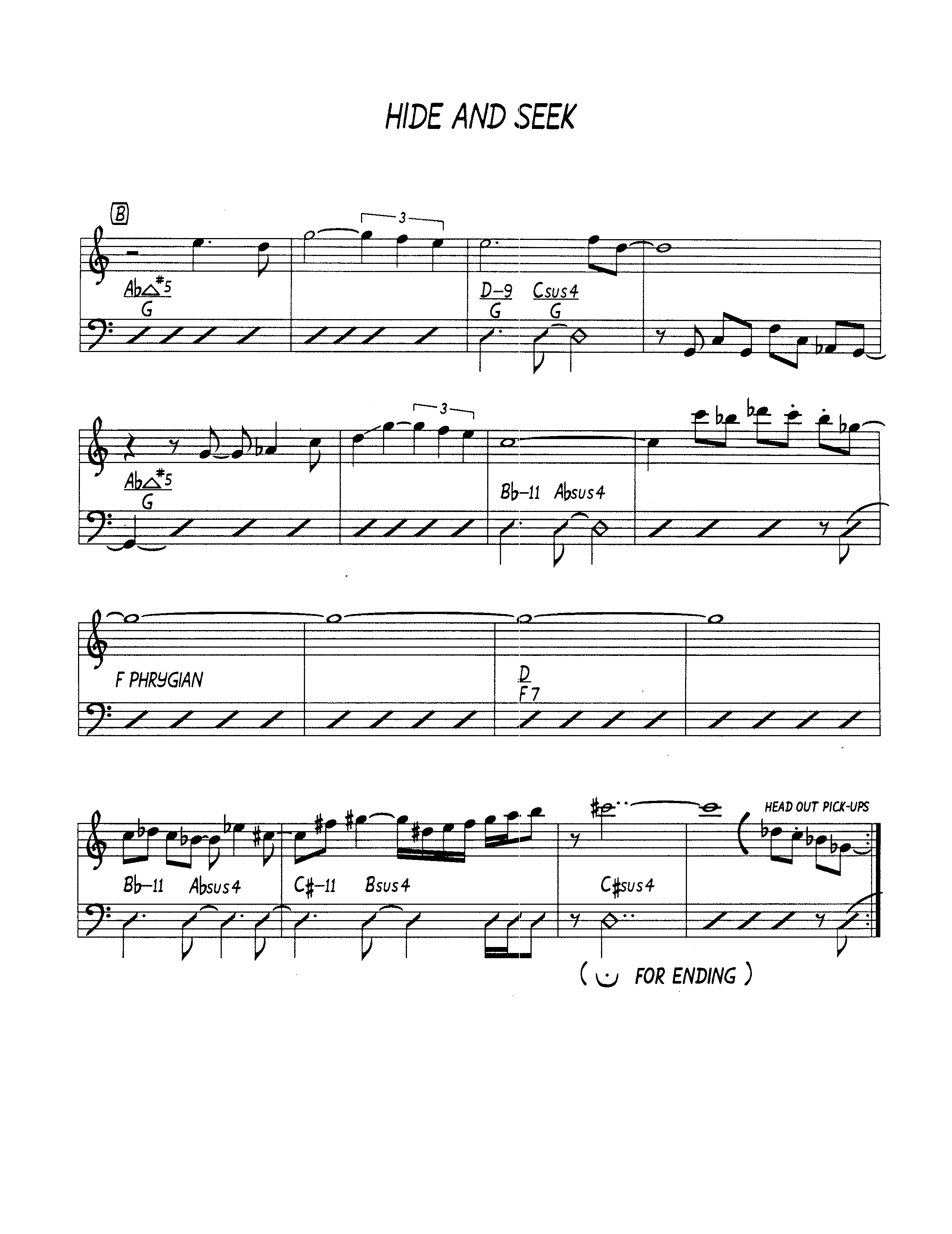 Ноты джазового стандарта: Hide and seek (Bob Gillis)