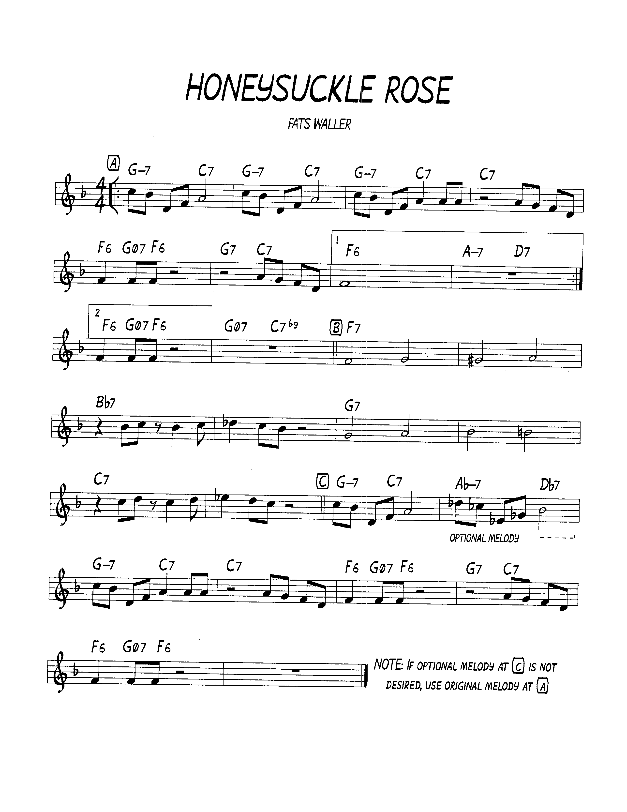Ноты джазового стандарта: Honeysukle rose (Fats Waller)