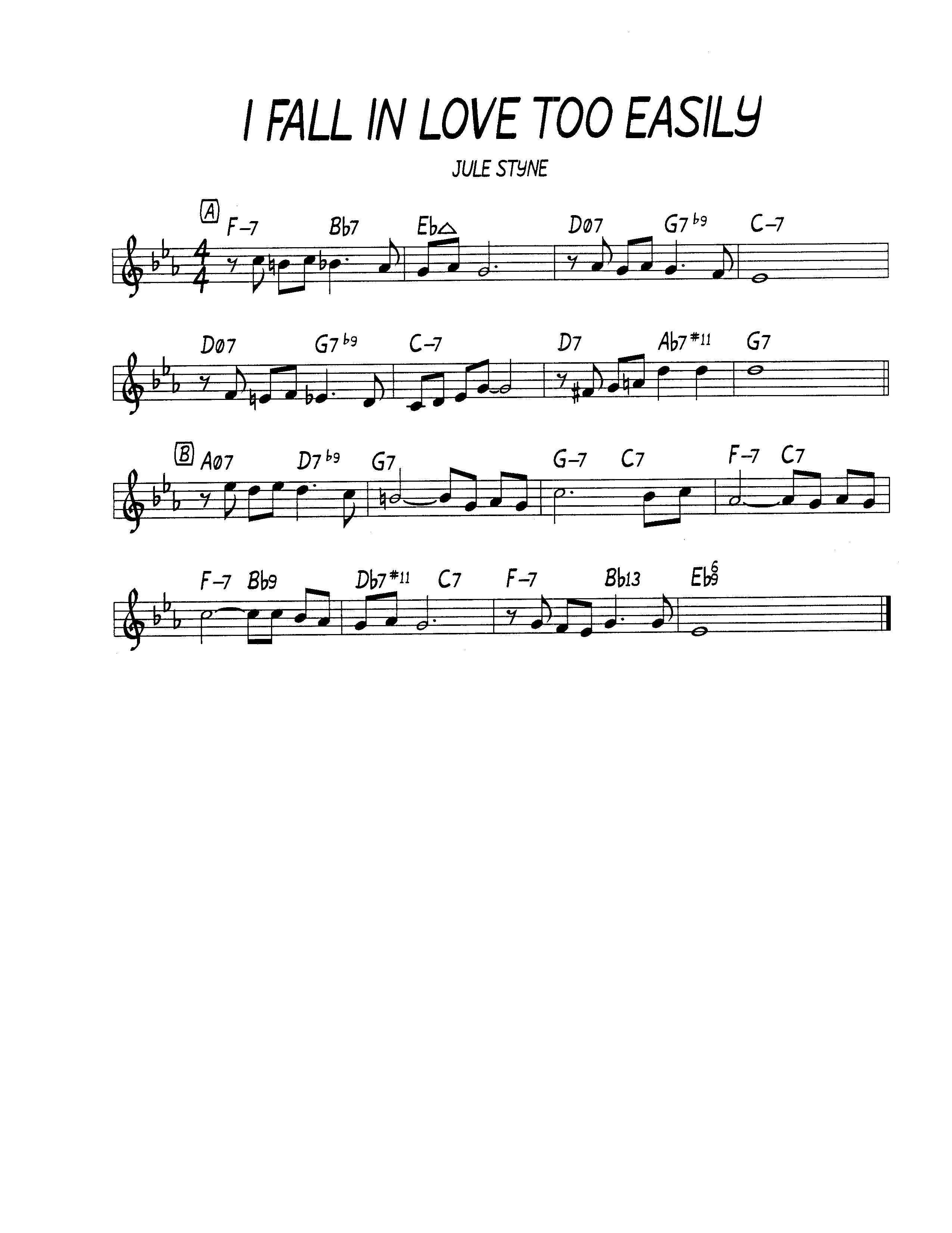 Ноты джазового стандарта: I fall in love too easily (Jule Styne)