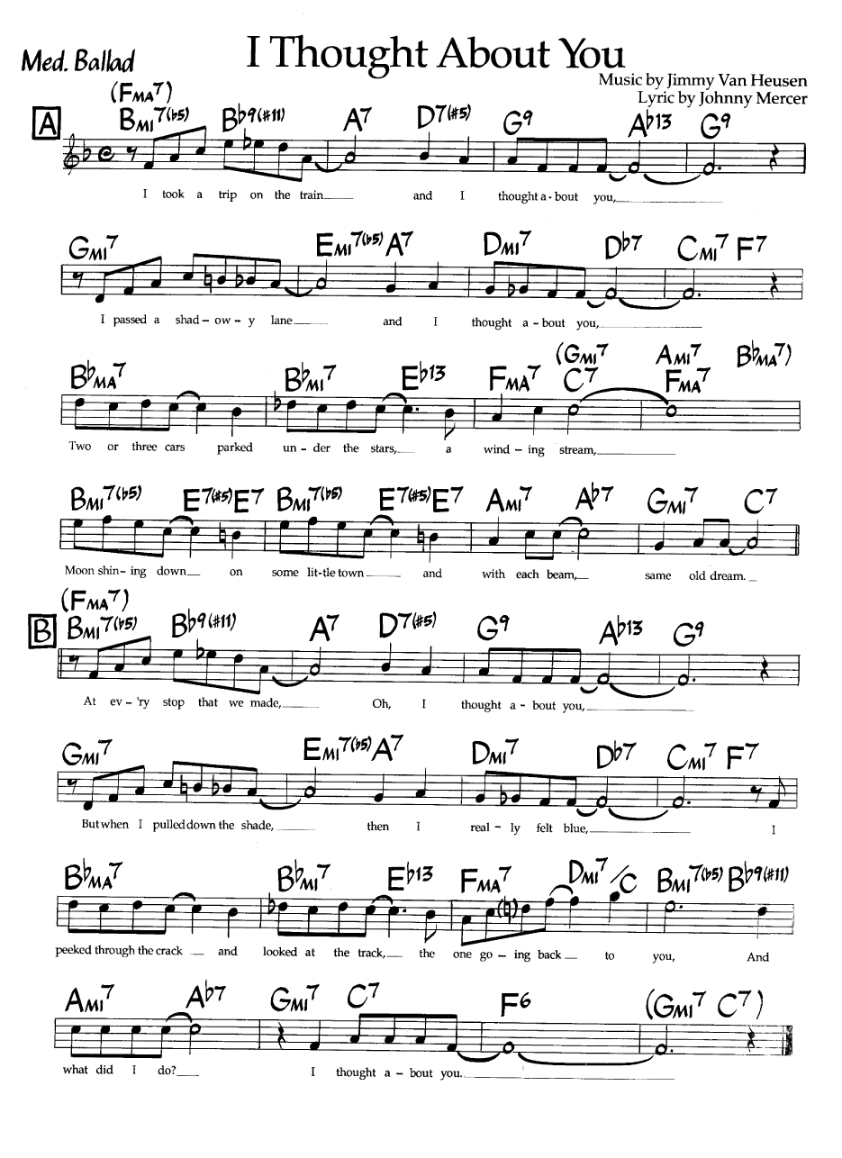 Ноты джазового стандарта: I hought about you (Jimmy Van Heusen/Johnny Mercer)