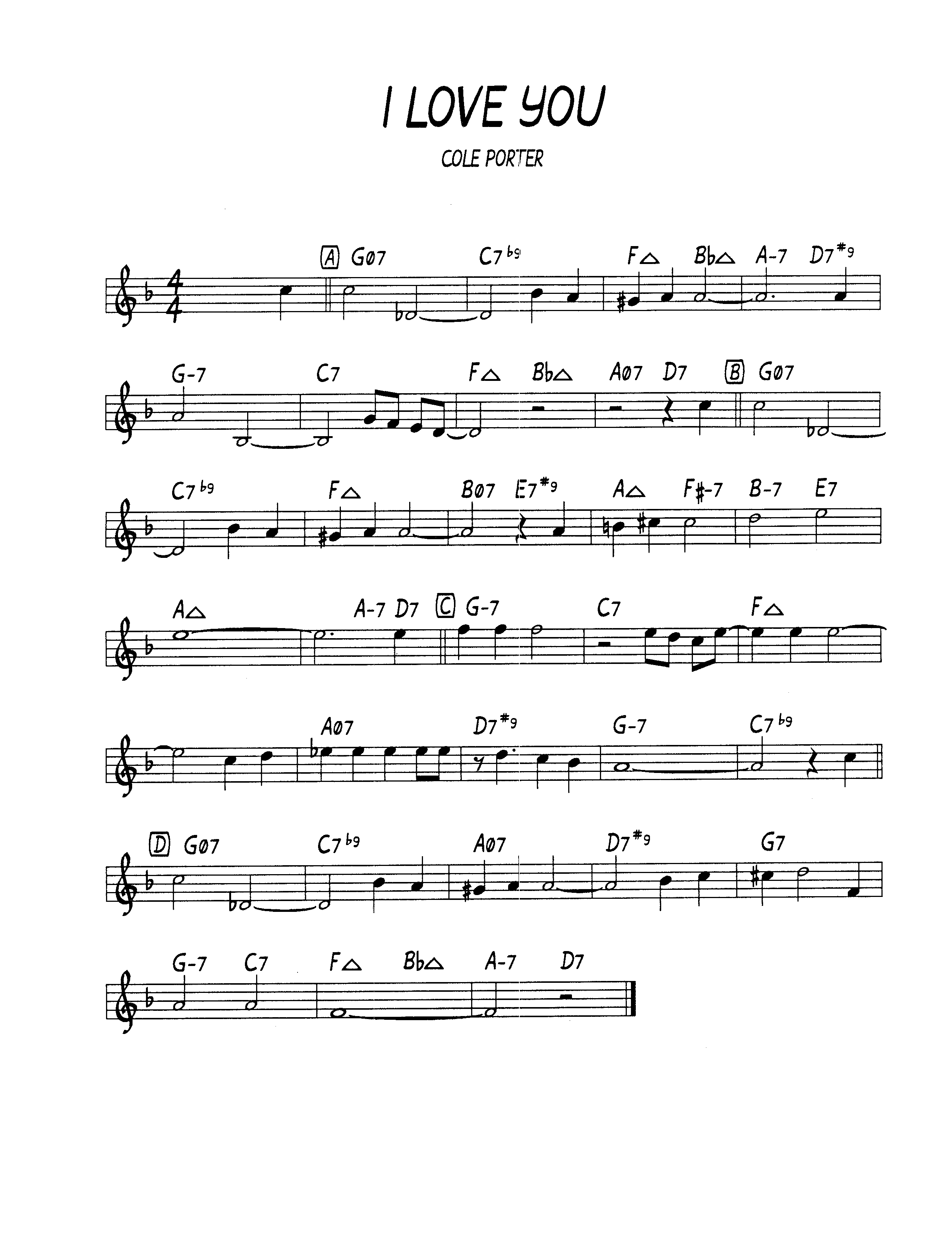 Ноты джазового стандарта: I love you (Cole Porter)