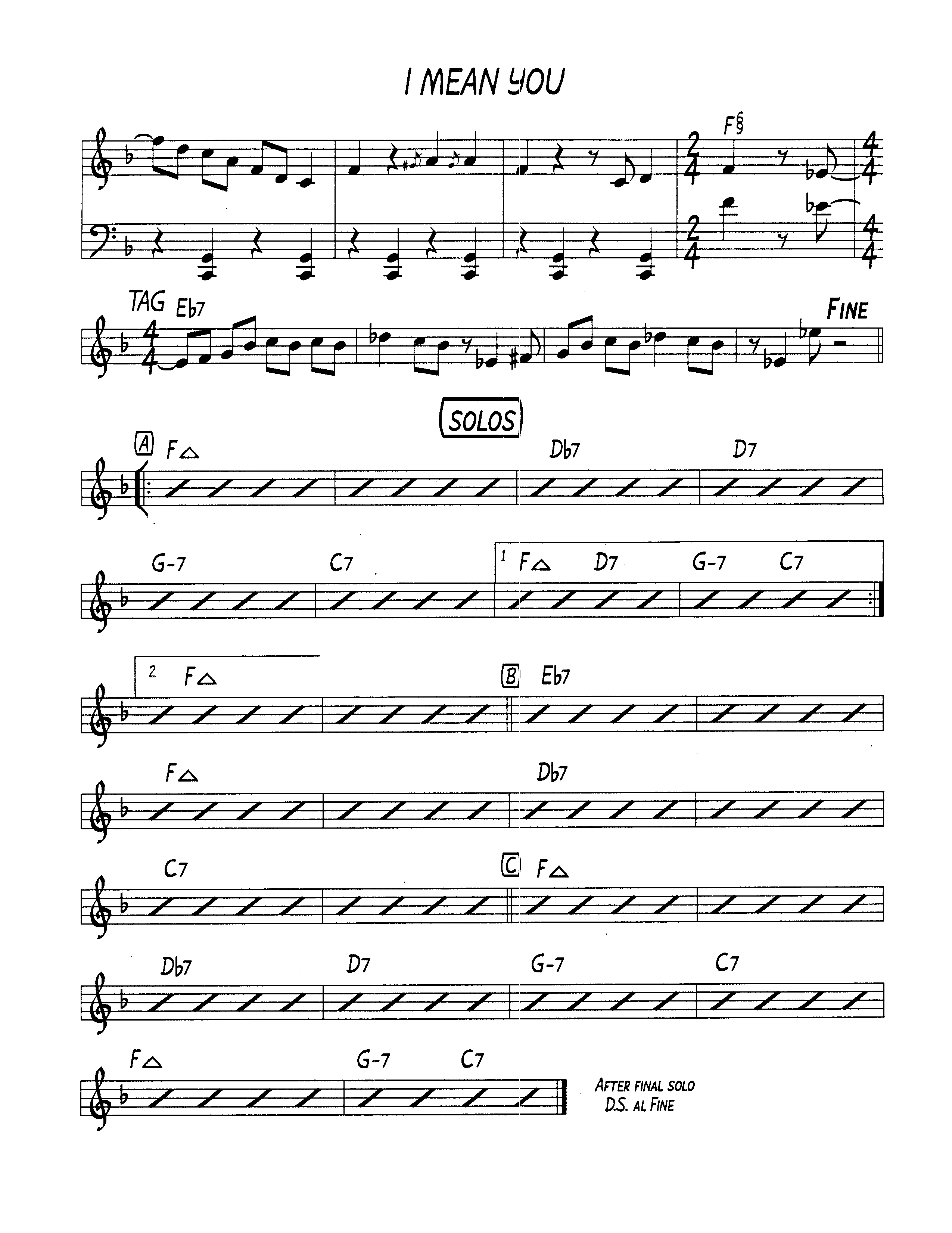 Ноты джазового стандарта: I mean you (Thelonius Monk/Coleman Hawkins)
