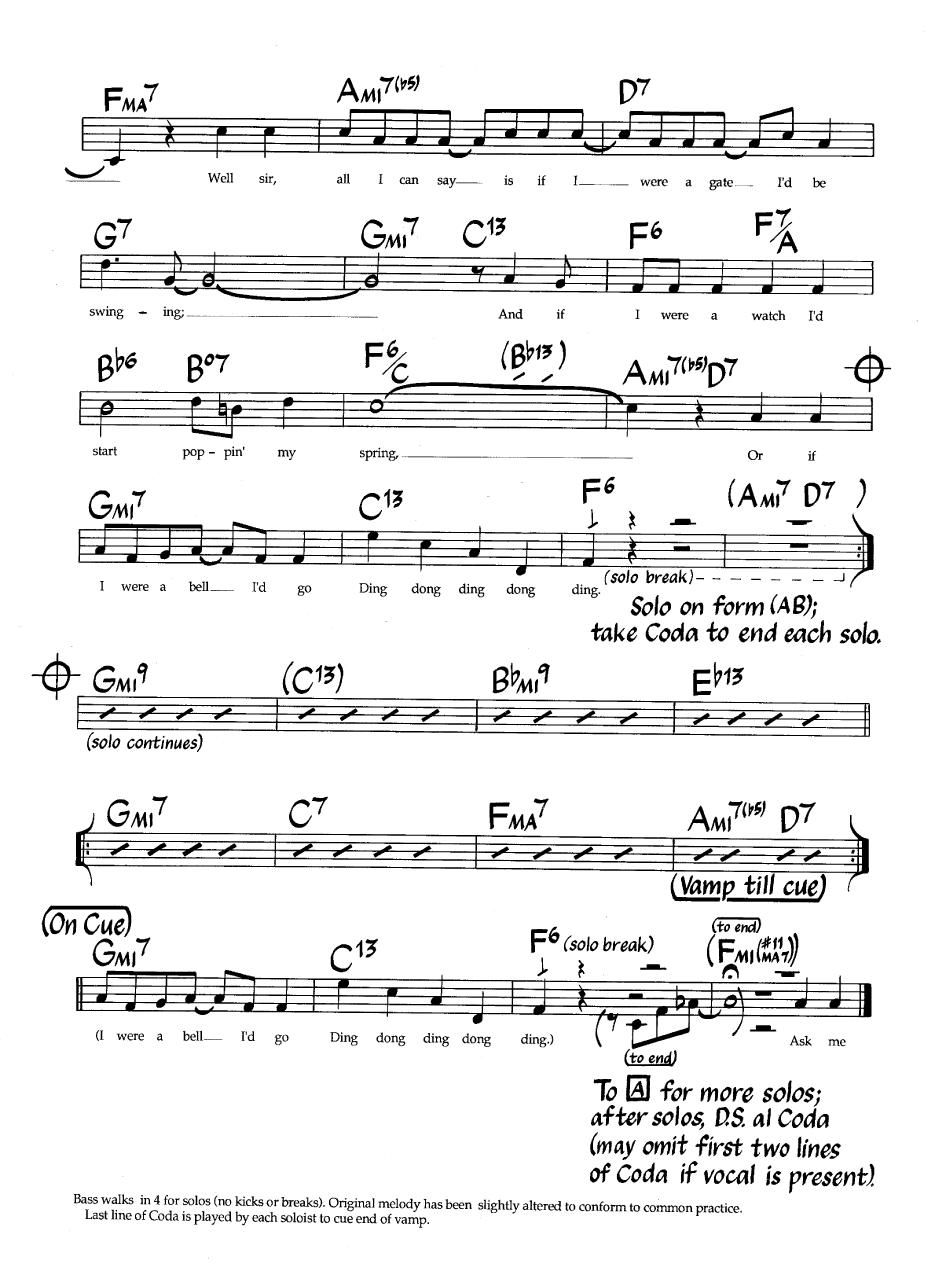 Ноты джазового стандарта: If i were a bell (Frank Loesser)