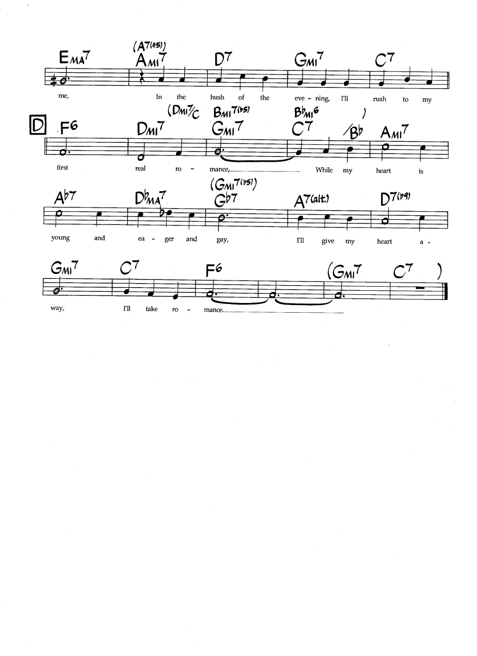 Ноты джазового стандарта: I'll take romance (Ben Oakland/Oscar Hammerstein ll)