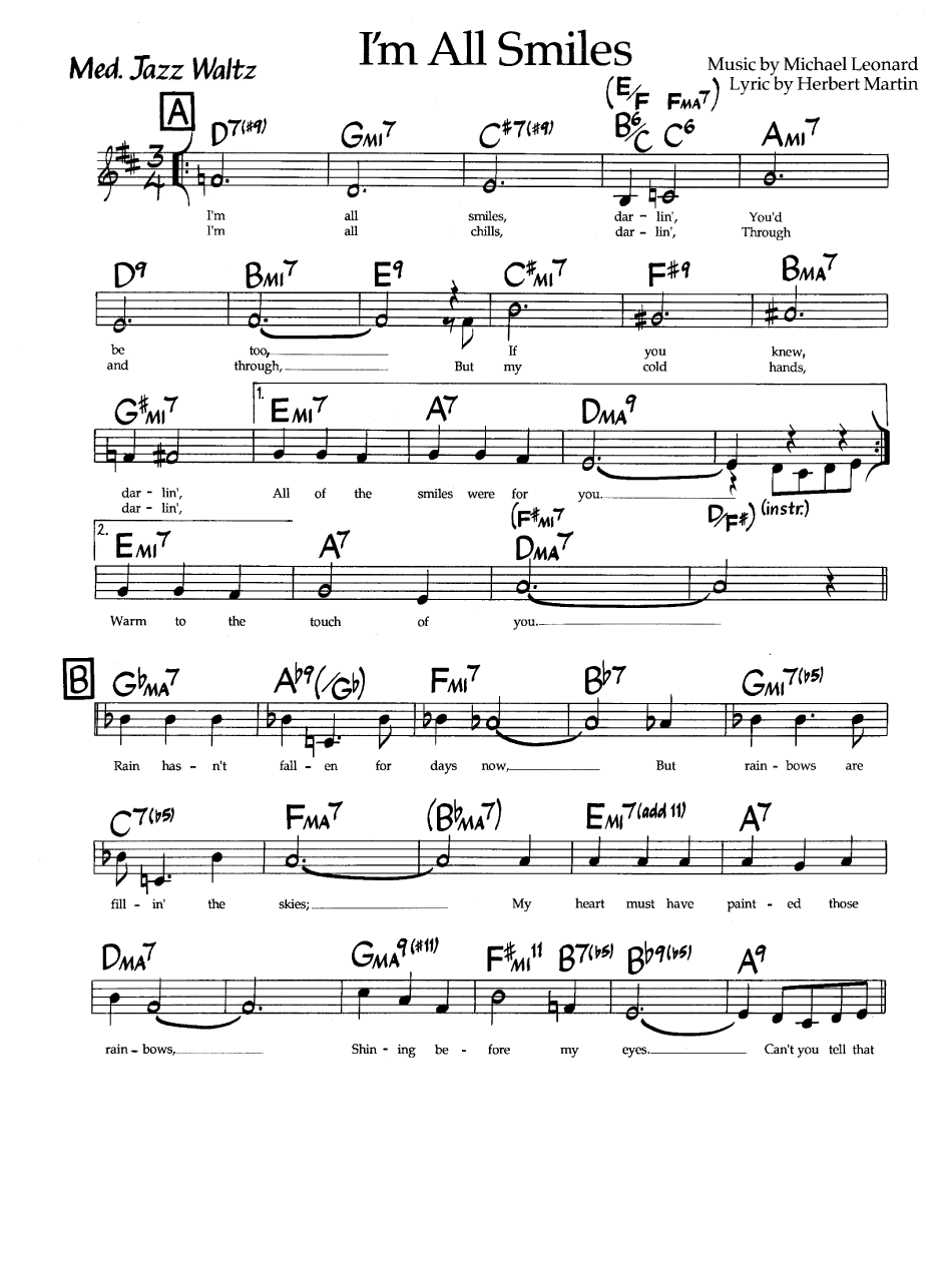 Ноты джазового стандарта: I'm all smiles (Michael Leonard/Herbert Martin)