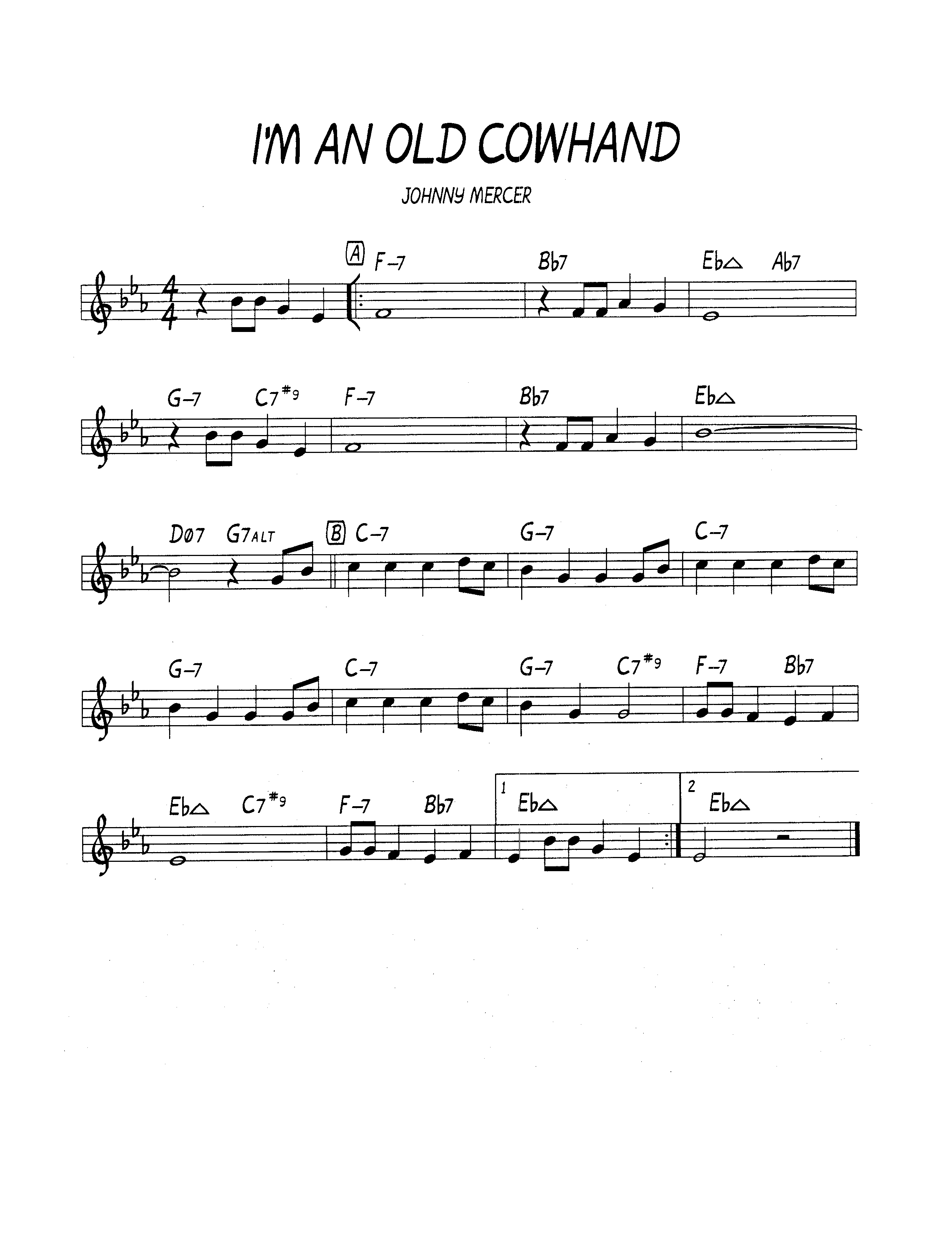 Ноты джазового стандарта: I'm an old cowhand (Johnny Mercer)