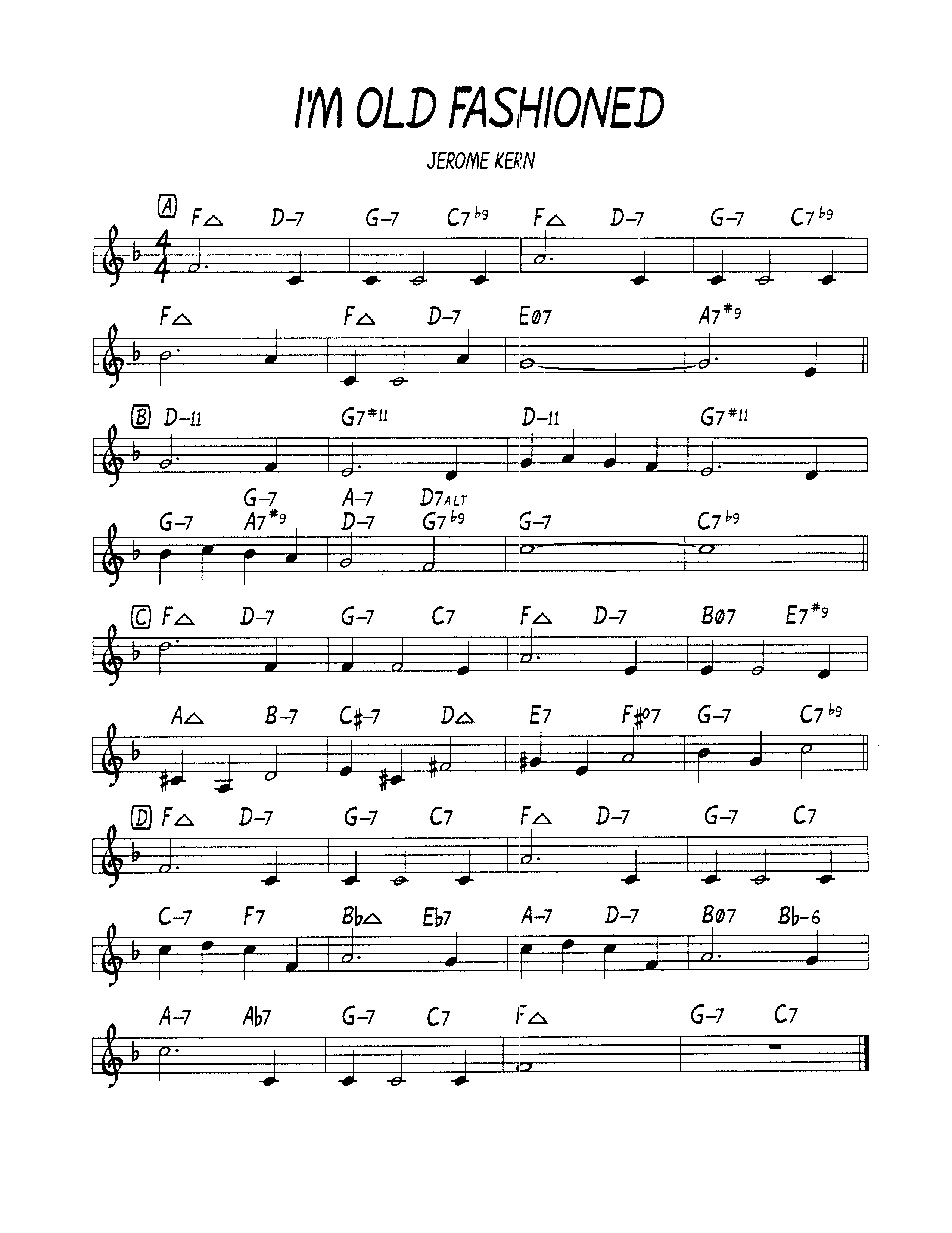 Ноты джазового стандарта: I'm old fashioned (Jerome Kern)
