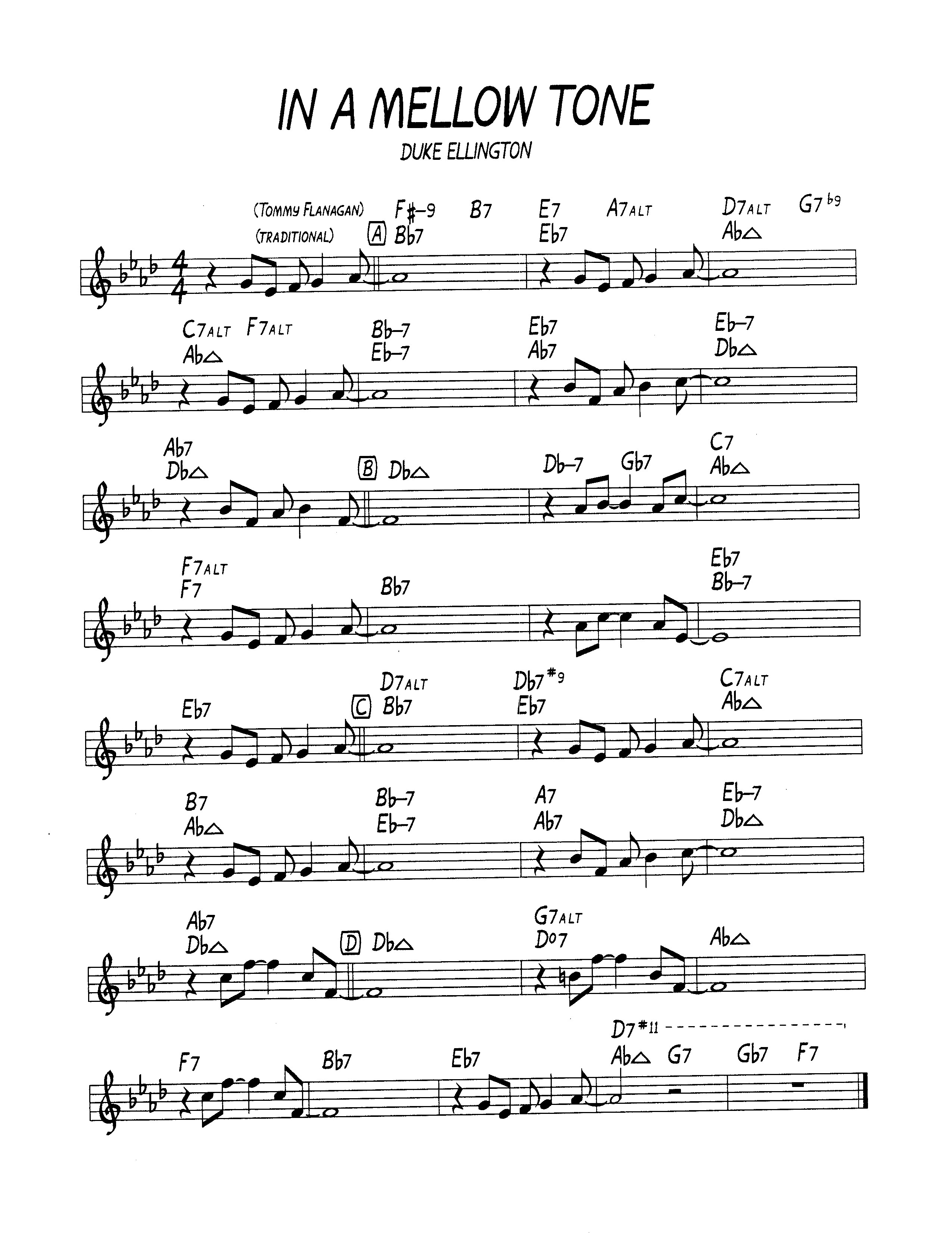 Ноты джазового стандарта: In a mellow tone (Duke Ellington)
