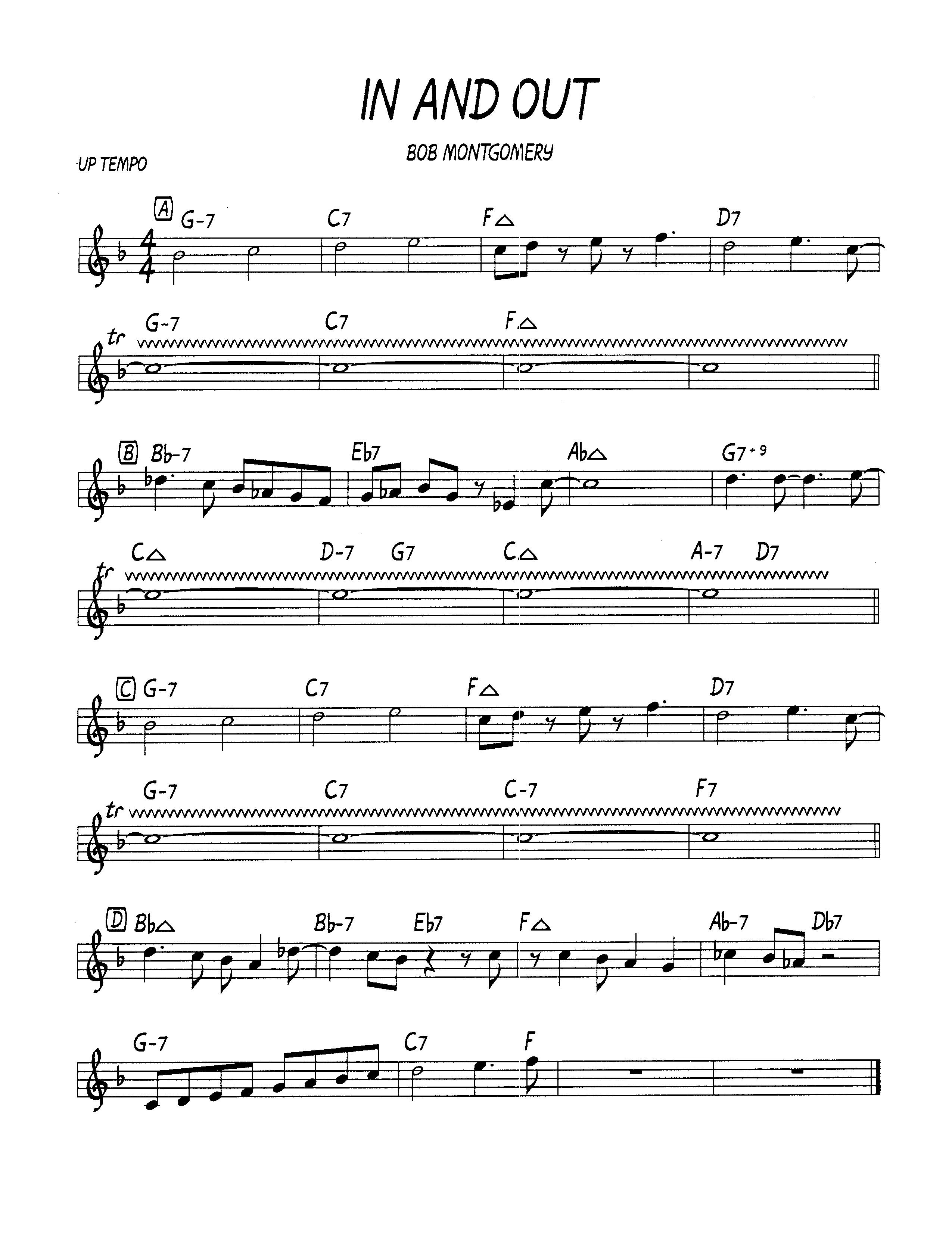 Ноты джазового стандарта: In and out (Bob Montgomery)