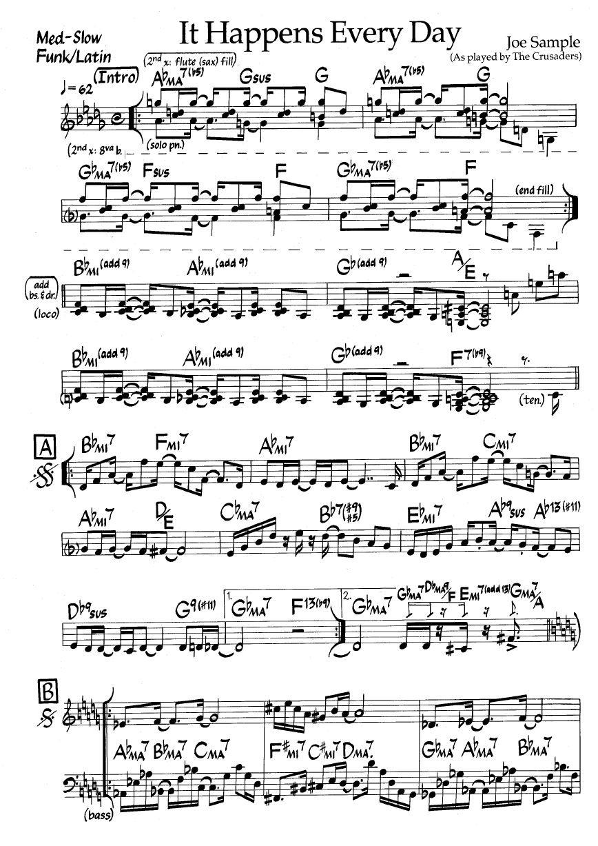 Ноты джазового стандарта: It happens every day (Joe Sample)