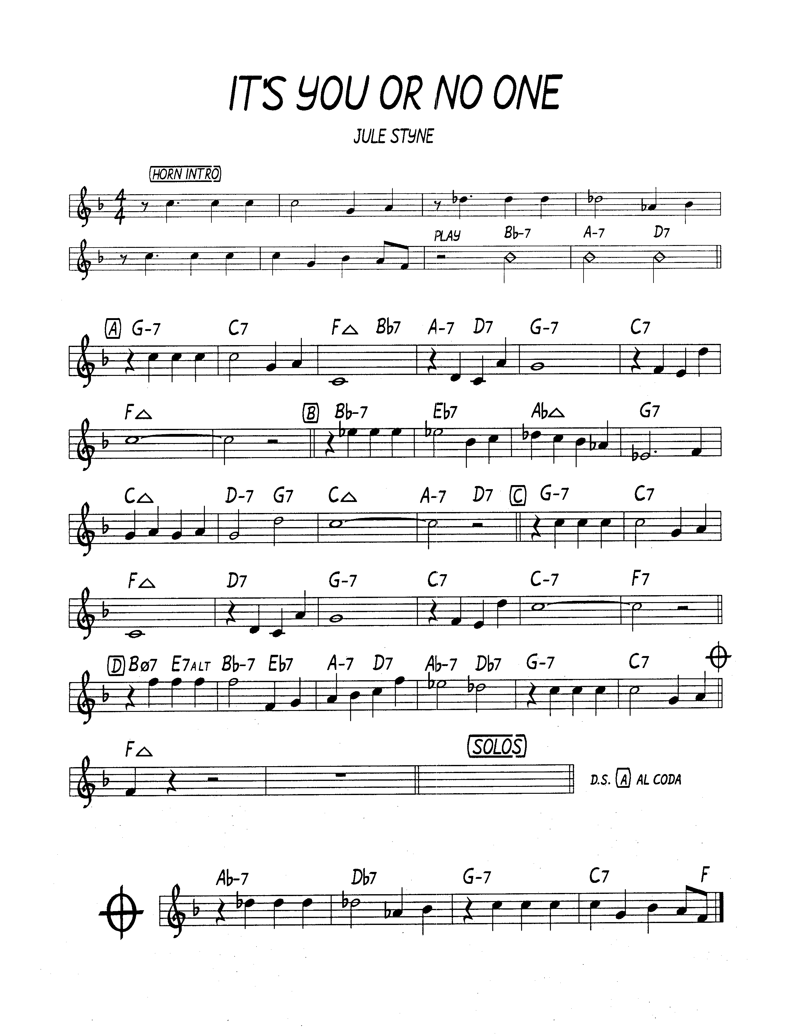 Ноты джазового стандарта: It's you or no one (Jule Styne)