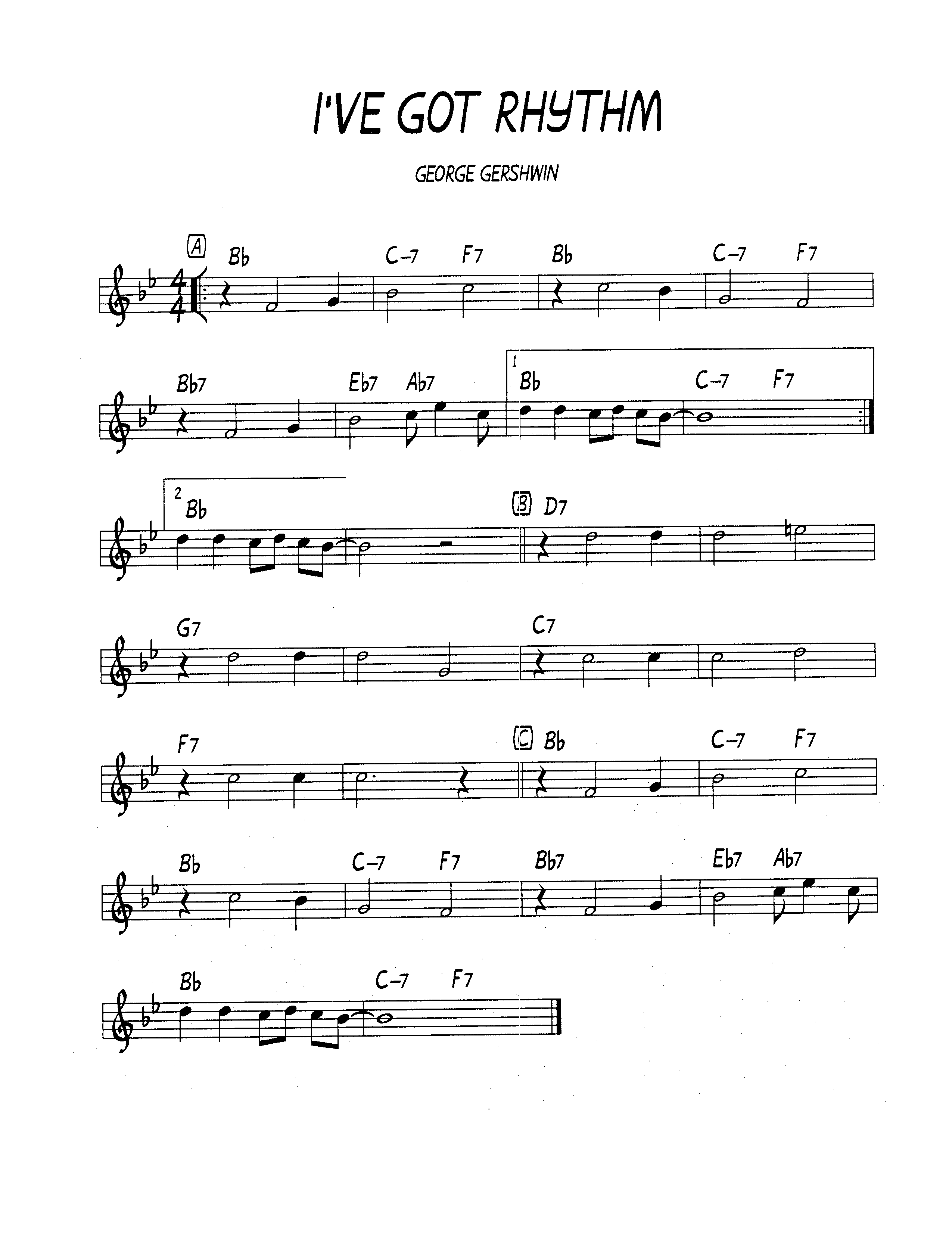 Ноты джазового стандарта: I've got rhythm (George Gershwin)