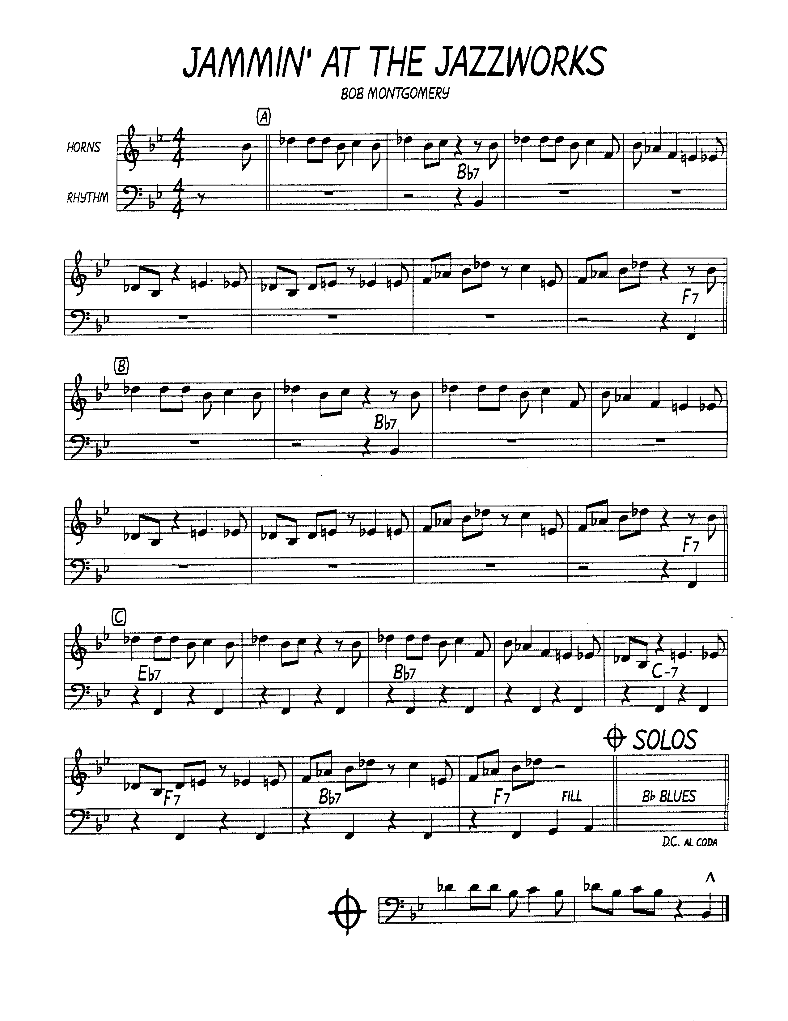 Ноты джазового стандарта: Jammin' at the jazzworks (Bob Montgomery)