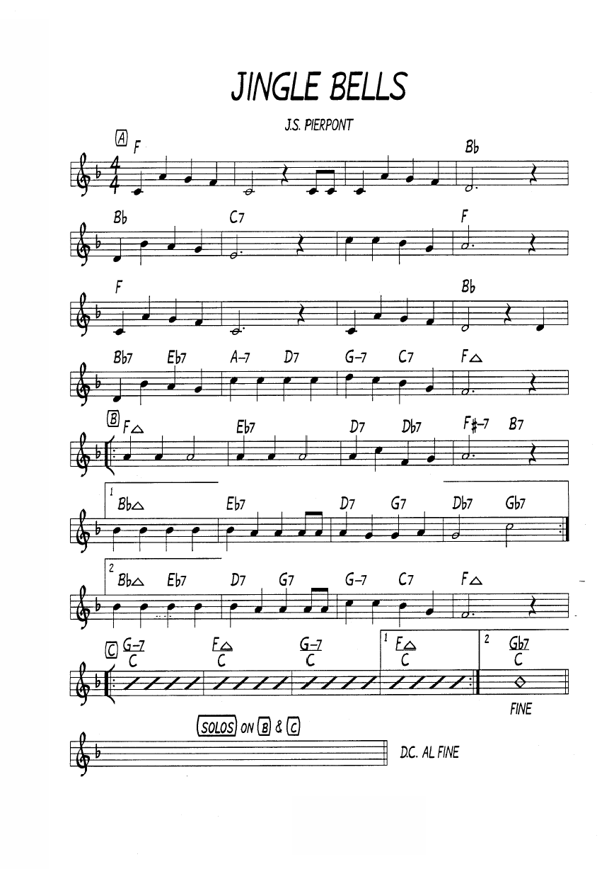 Ноты джазового стандарта: Jingle bells (J.S. Pierpont)
