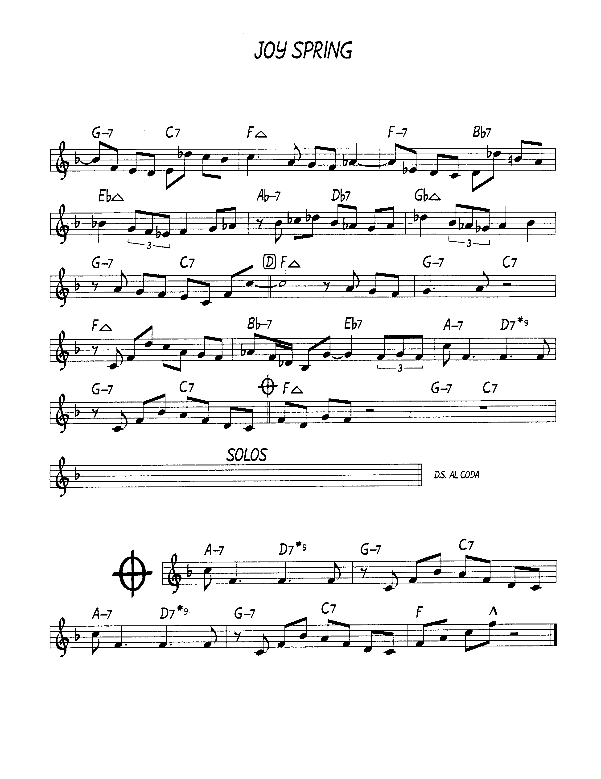 Ноты джазового стандарта: Joy spring (Clifford Brown)