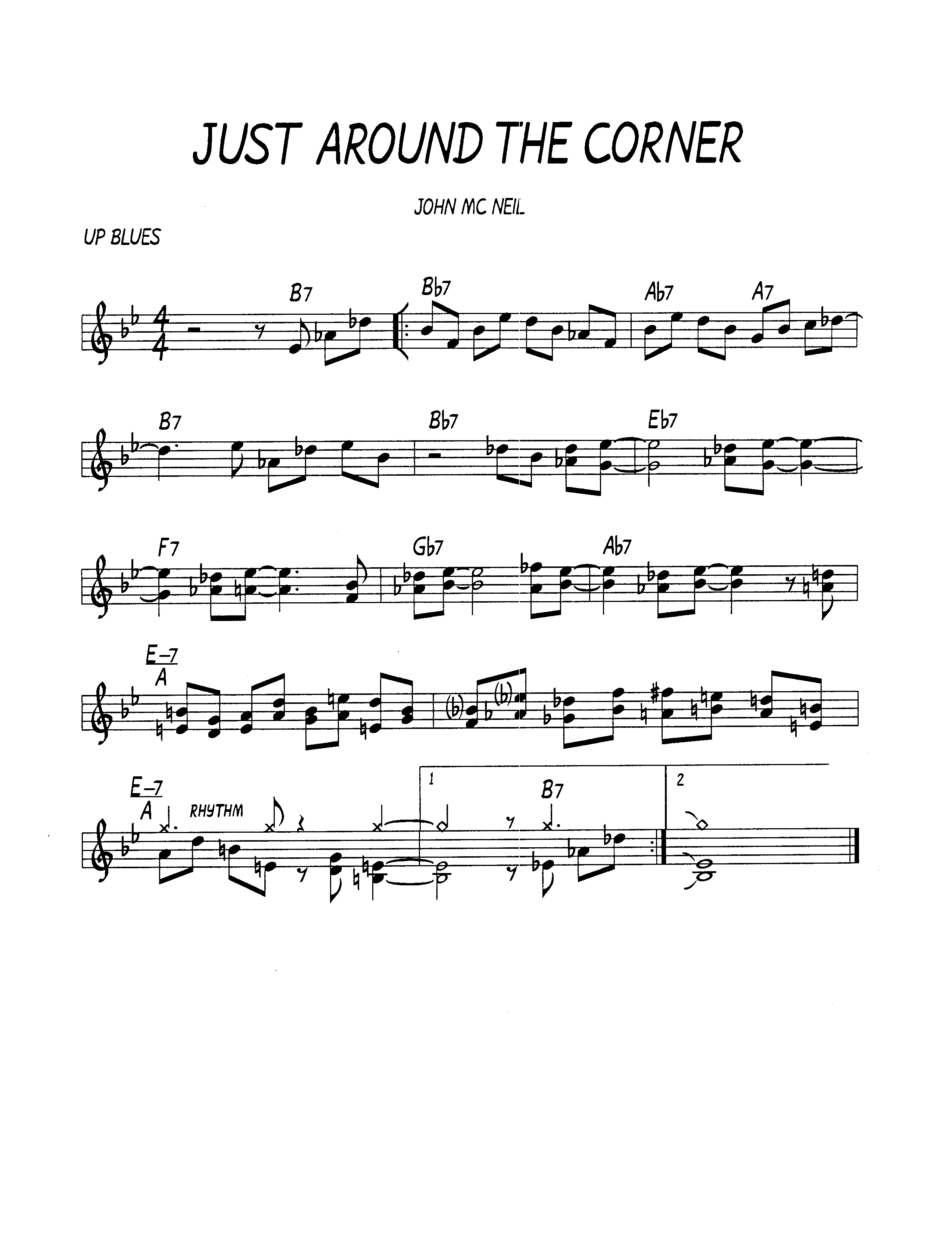 Ноты джазового стандарта: Just around the corner (John McNeil)