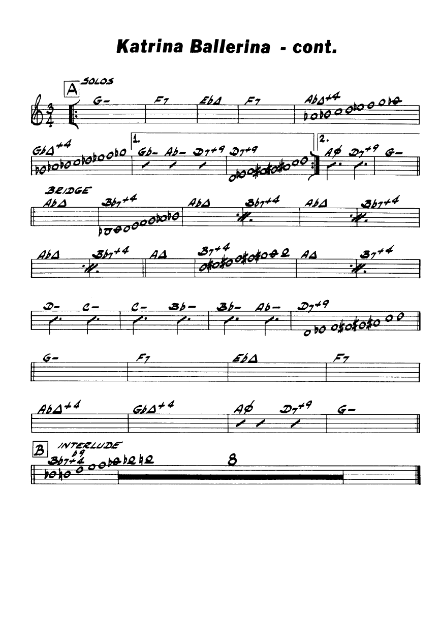 Ноты джазового стандарта: Katrina ballerina (Woody Shaw)
