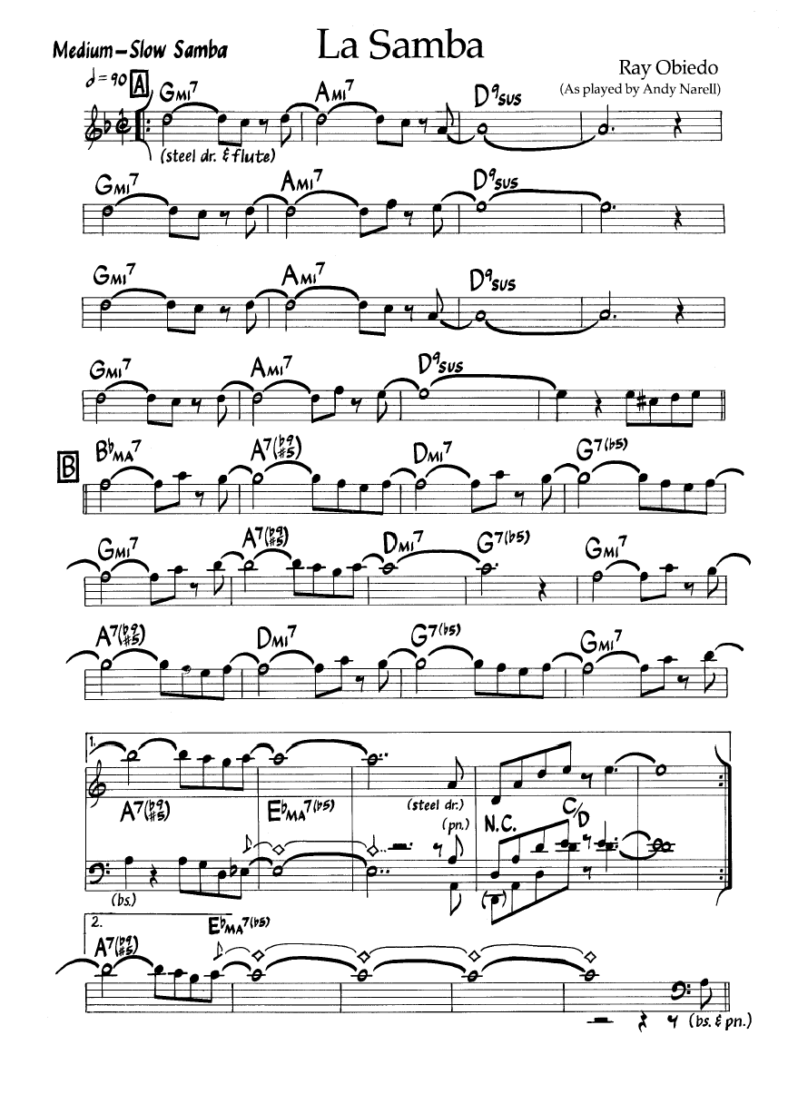 Ноты джазового стандарта: La samba (Ray Obiedo)