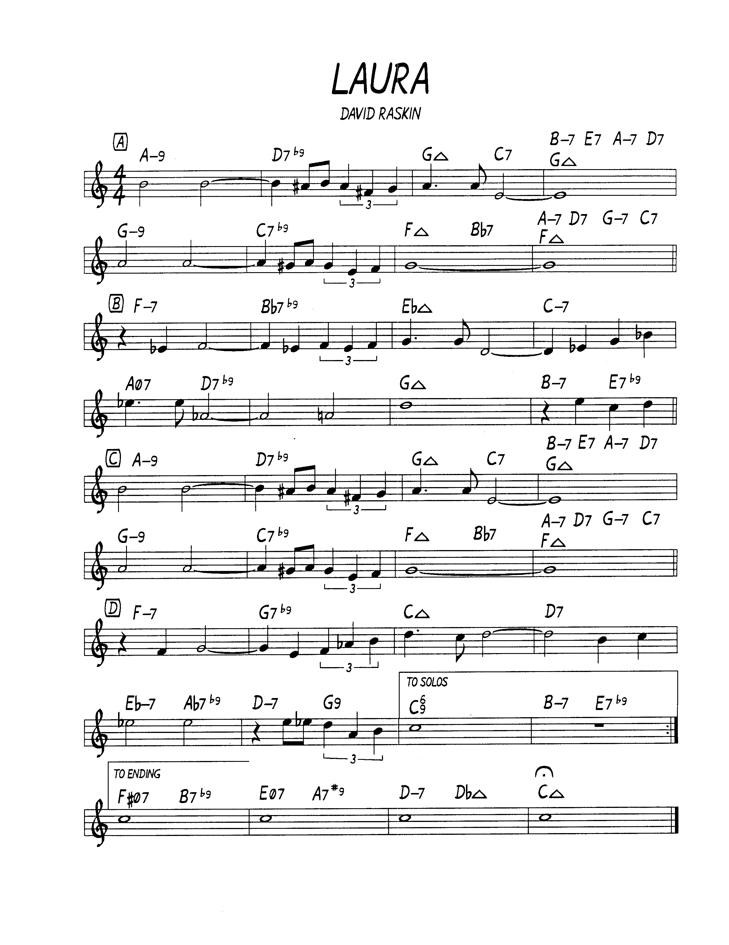 Ноты джазового стандарта: Laura (David Raskin)