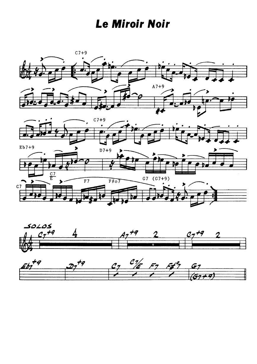 Ноты джазового стандарта: Le miroir noir