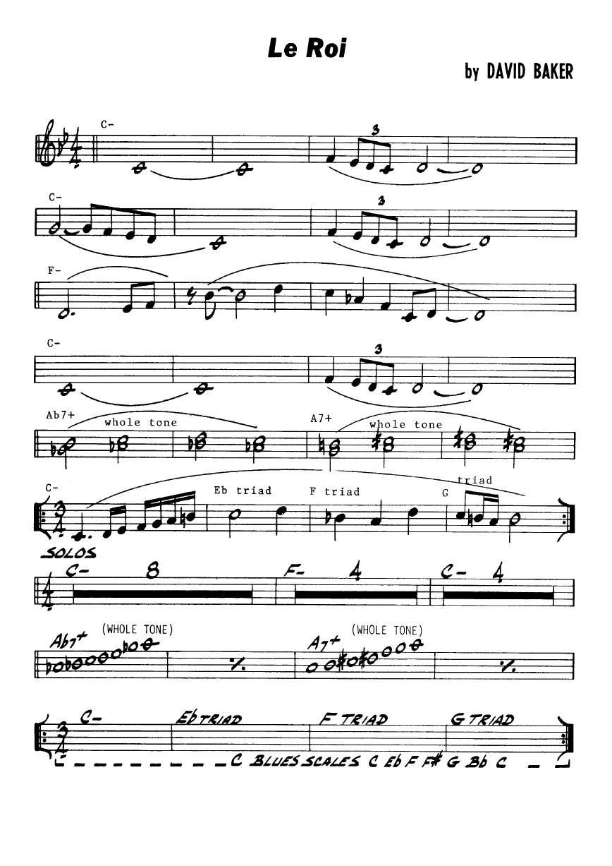 Ноты джазового стандарта: Le roi (David Baker)