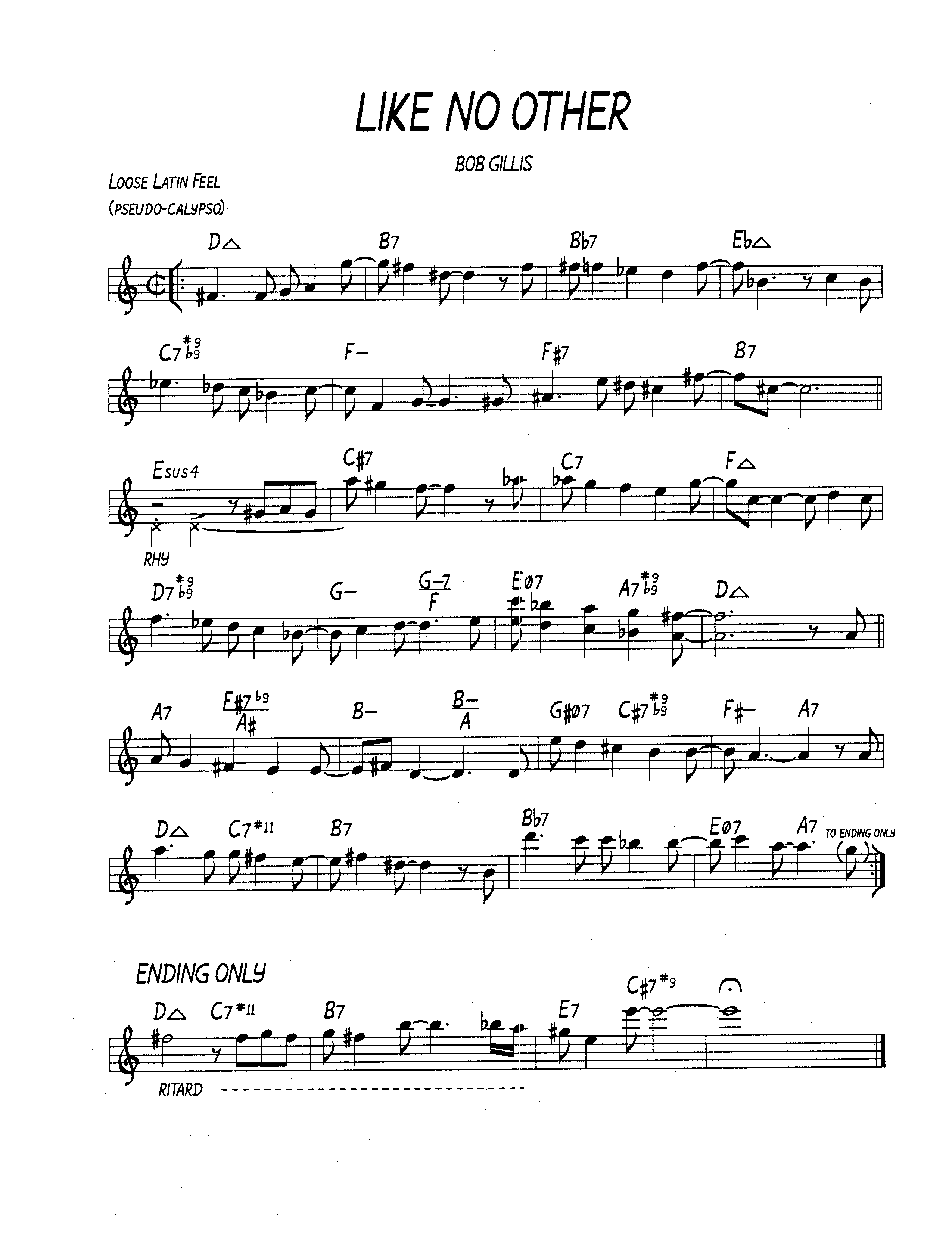 Ноты джазового стандарта: Like no other (Bob Gillis)