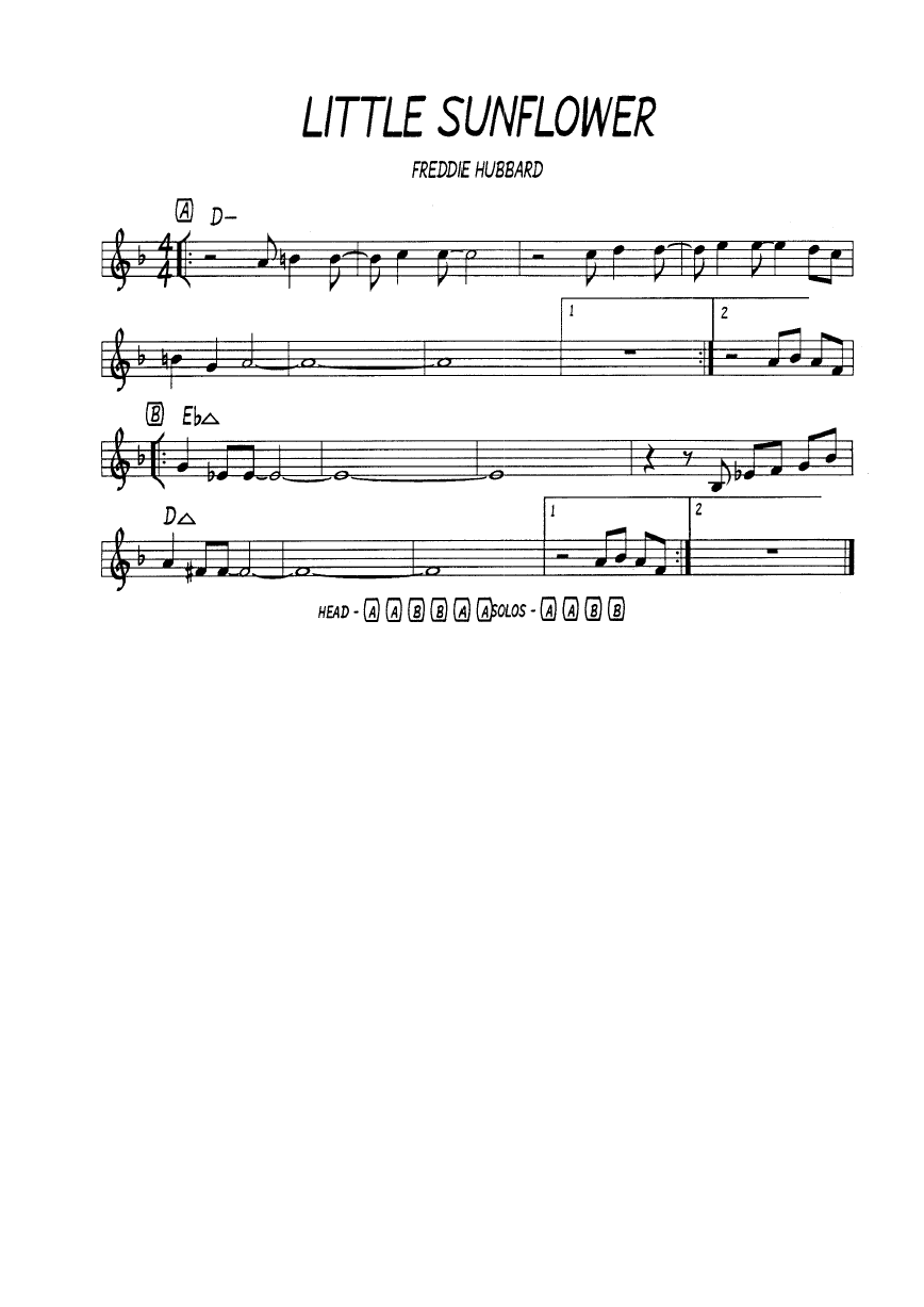 Ноты джазового стандарта: Little sunflower (Freddiy Habbard)