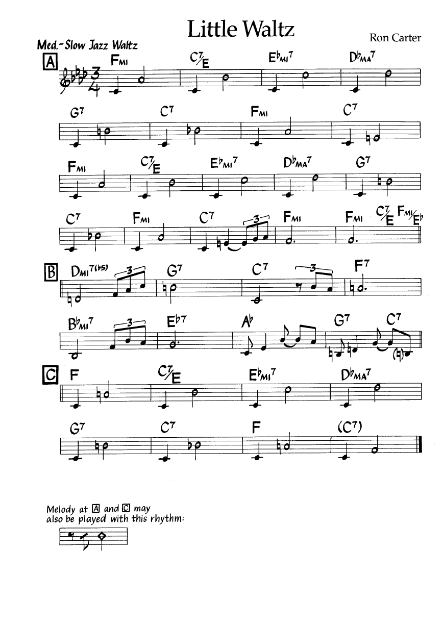 Ноты джазового стандарта: Little waltz (Ron Carter)