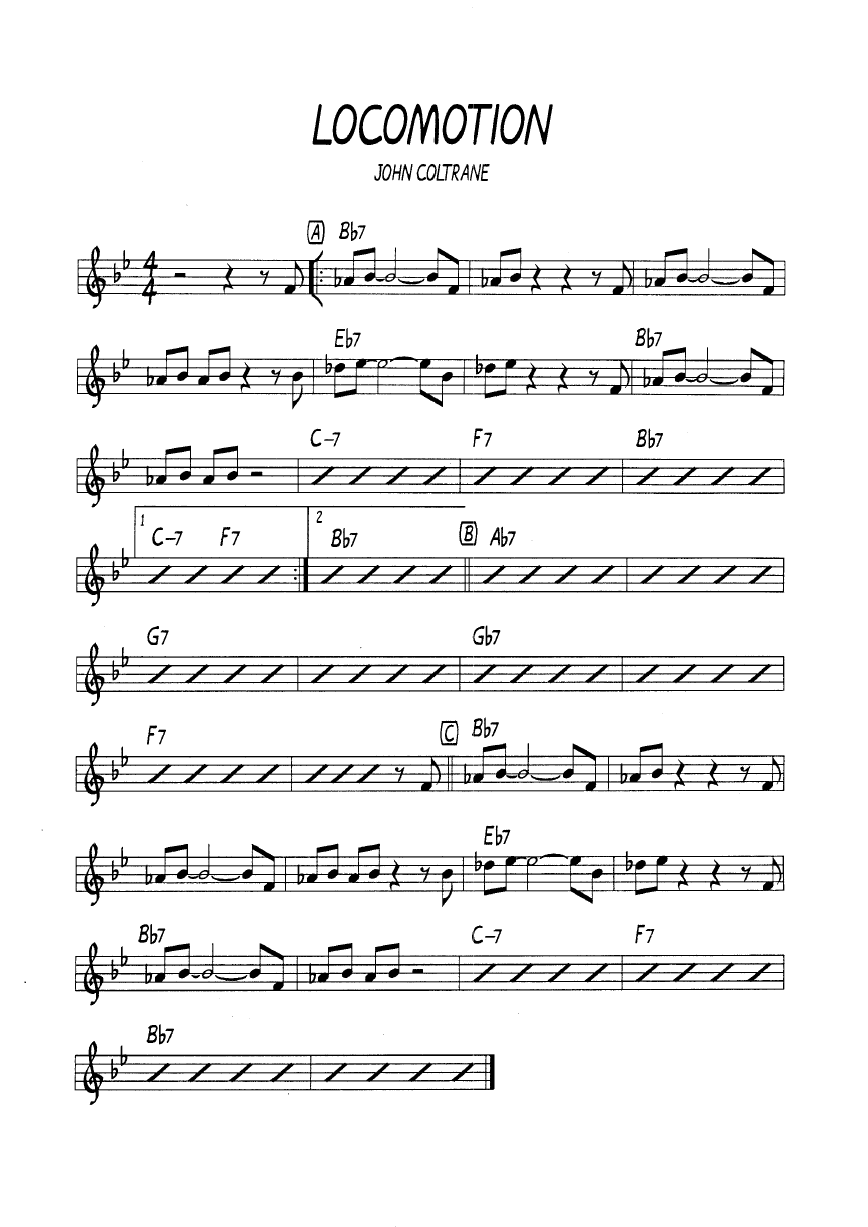 Ноты джазового стандарта: Locomotion (John Coltrane)
