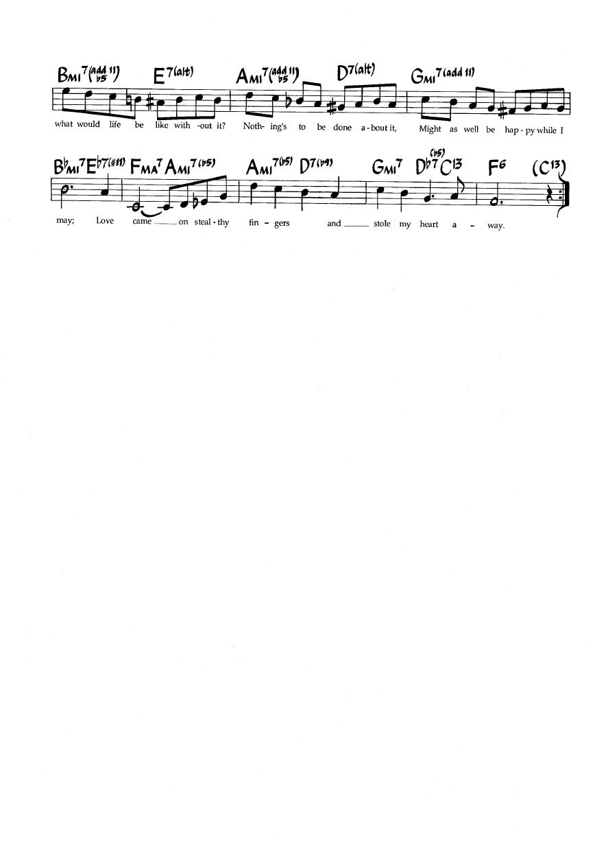 Ноты джазового стандарта: Love came on stealthy fingers (Bob Dorough)