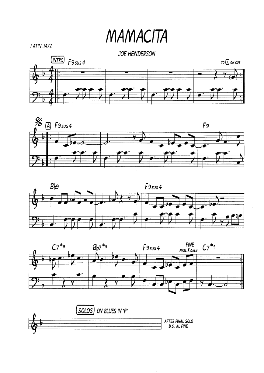 Ноты джазового стандарта: Mamacita (Joe Henderson)