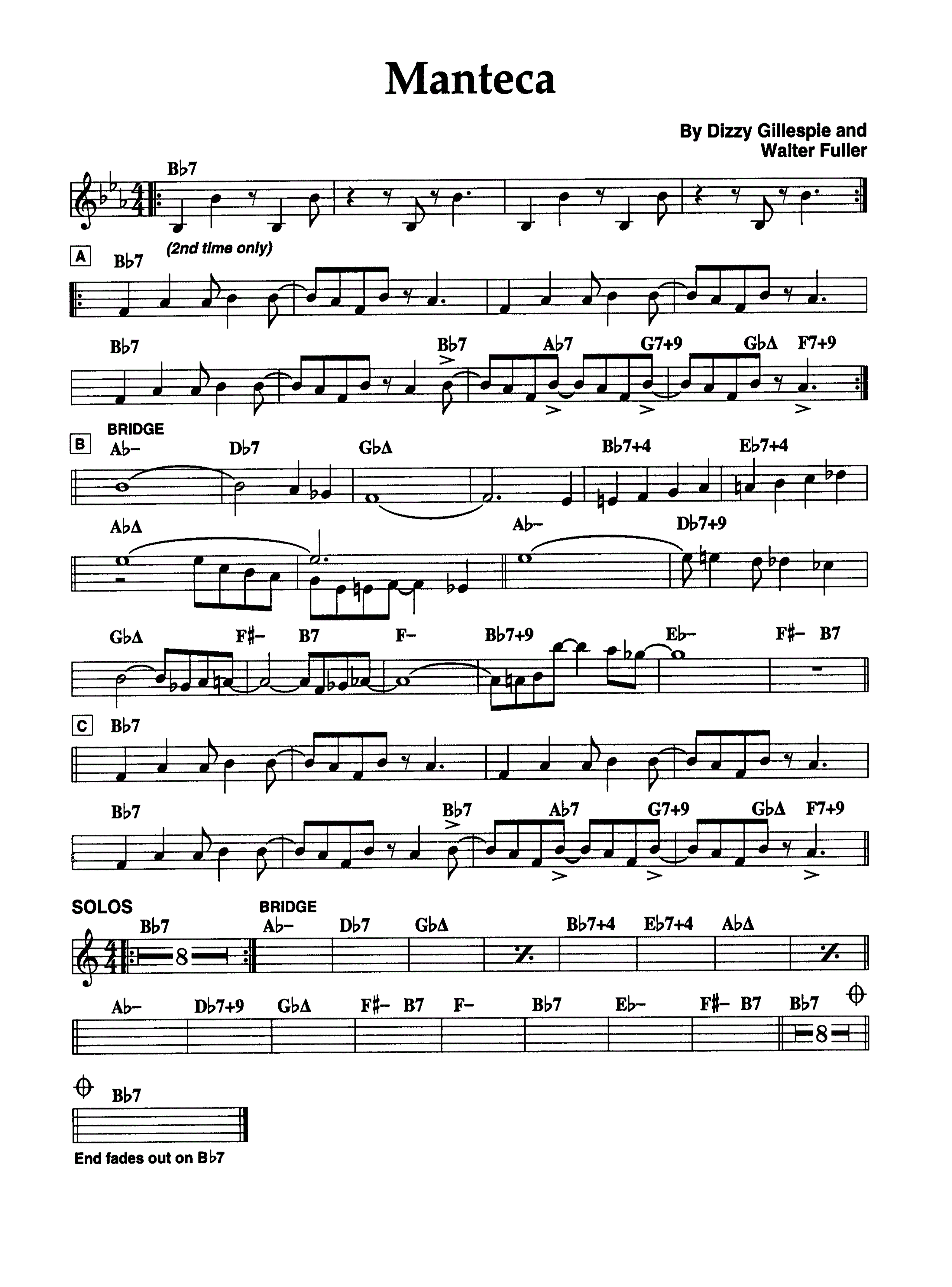 Ноты джазового стандарта: Manteca (Dizy Gillesple/Walter Fuller)