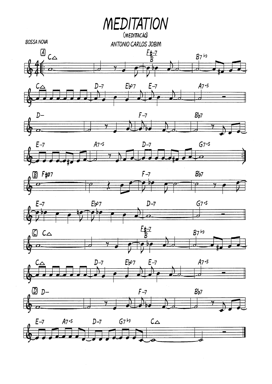 Ноты джазового стандарта: Meditation (Antonio Carlos Jobim)