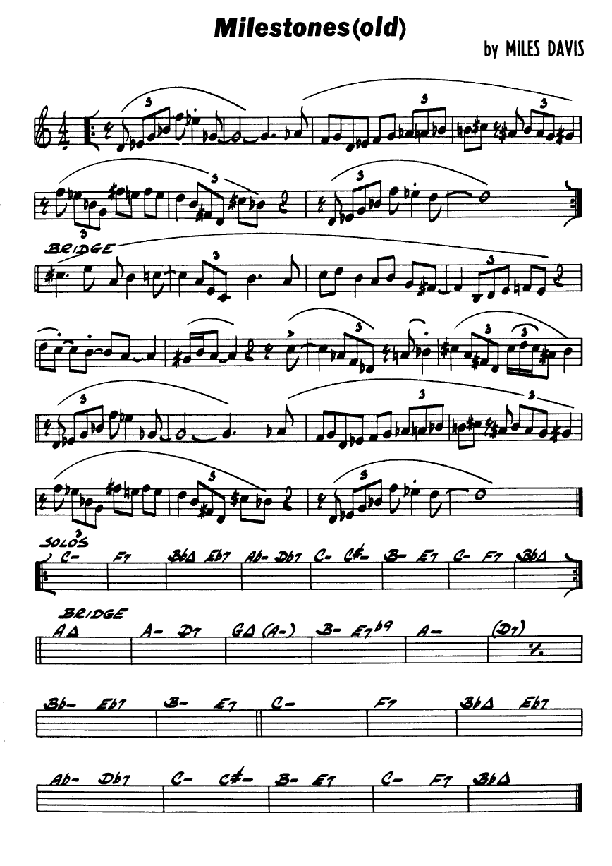 Ноты джазового стандарта: Milestones old (Miles Davis)