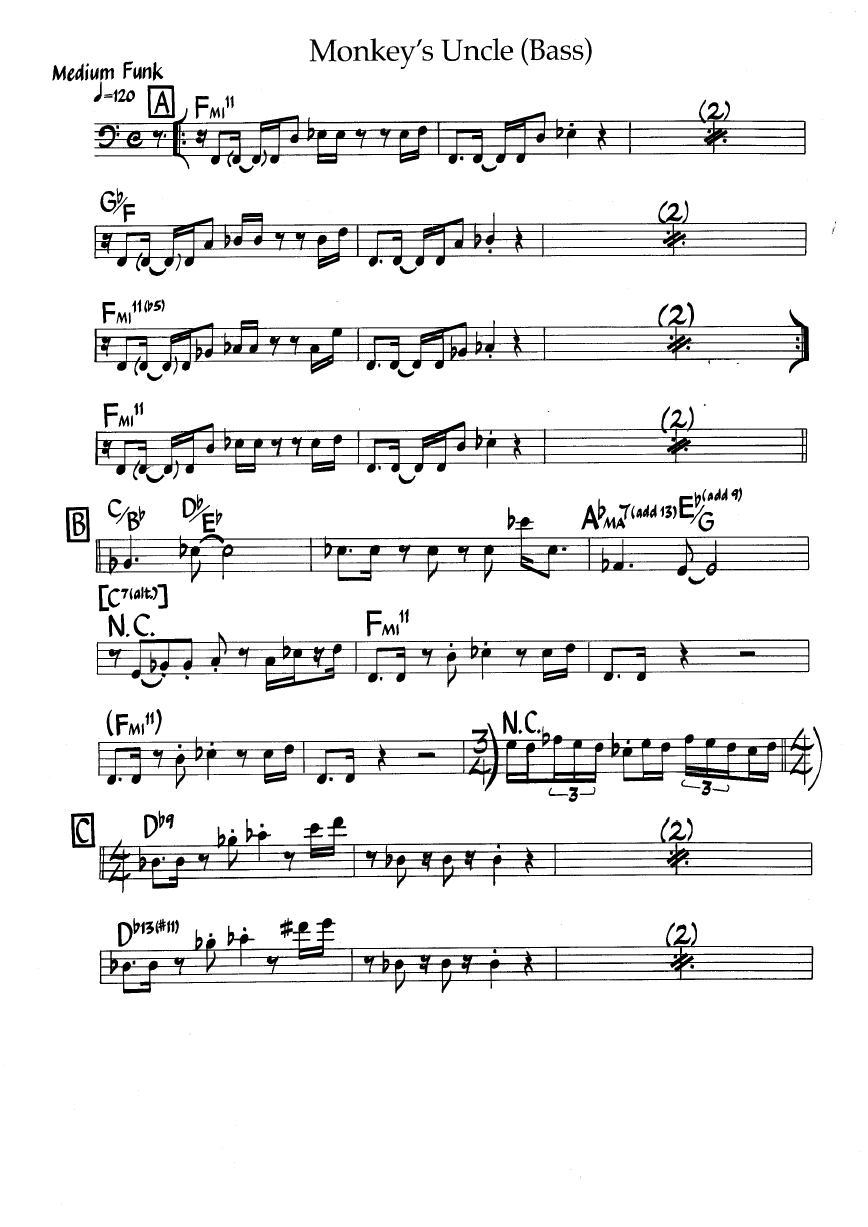 Ноты джазового стандарта: Monkey's uncle (Mitchell Foreman)