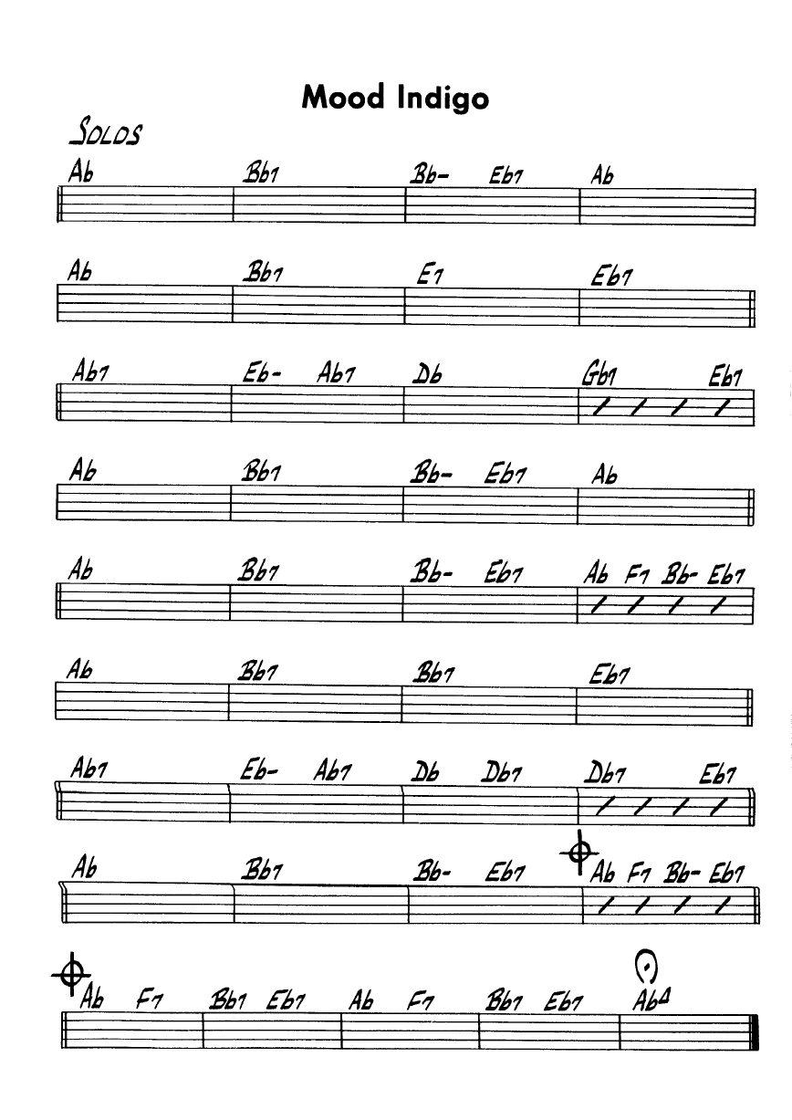 Ноты джазового стандарта: Mood indigo (Duke Ellington/Barney Bigard)